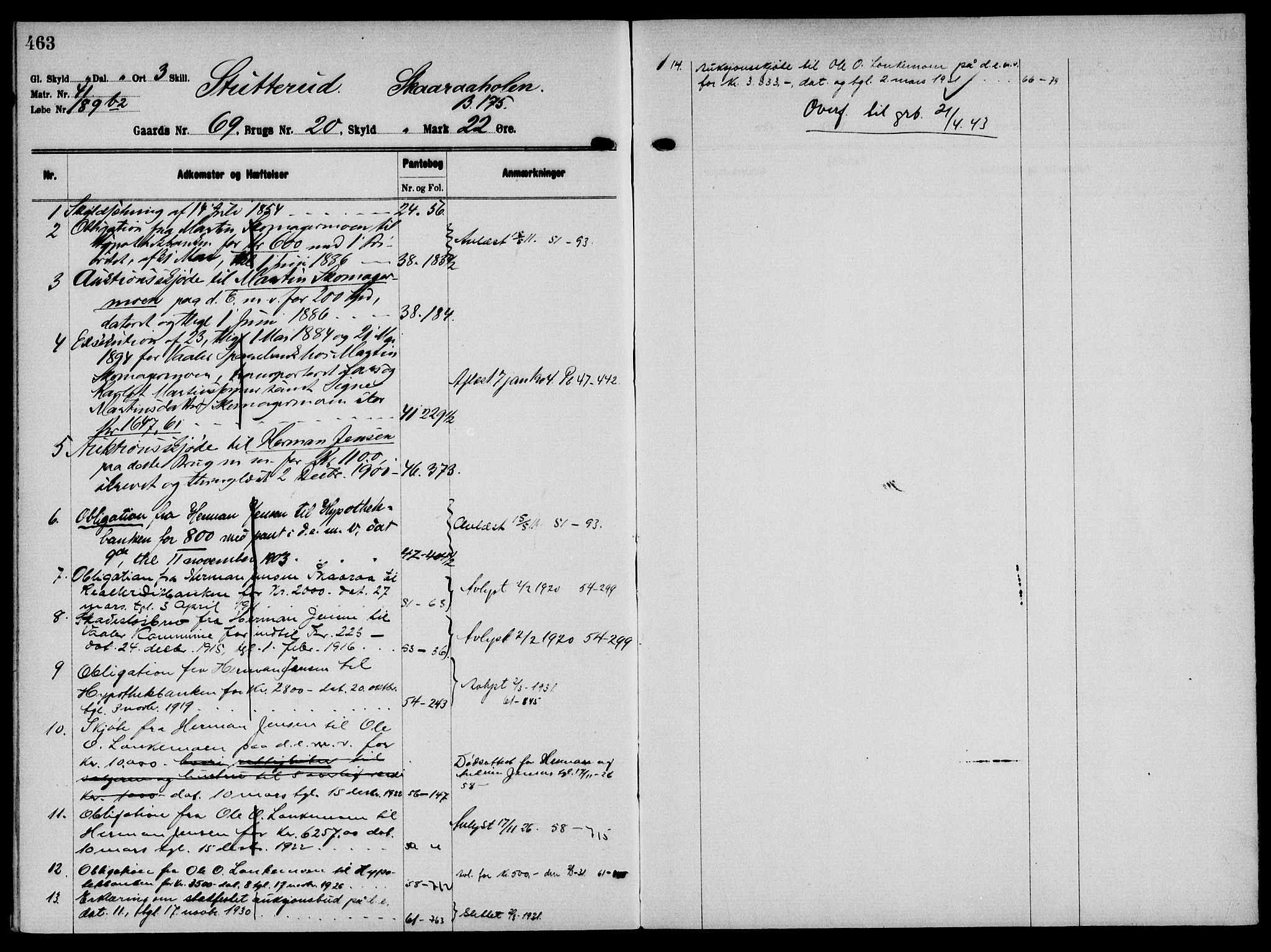 Solør tingrett, AV/SAH-TING-008/H/Ha/Hak/L0005: Mortgage register no. V, 1900-1935, p. 463