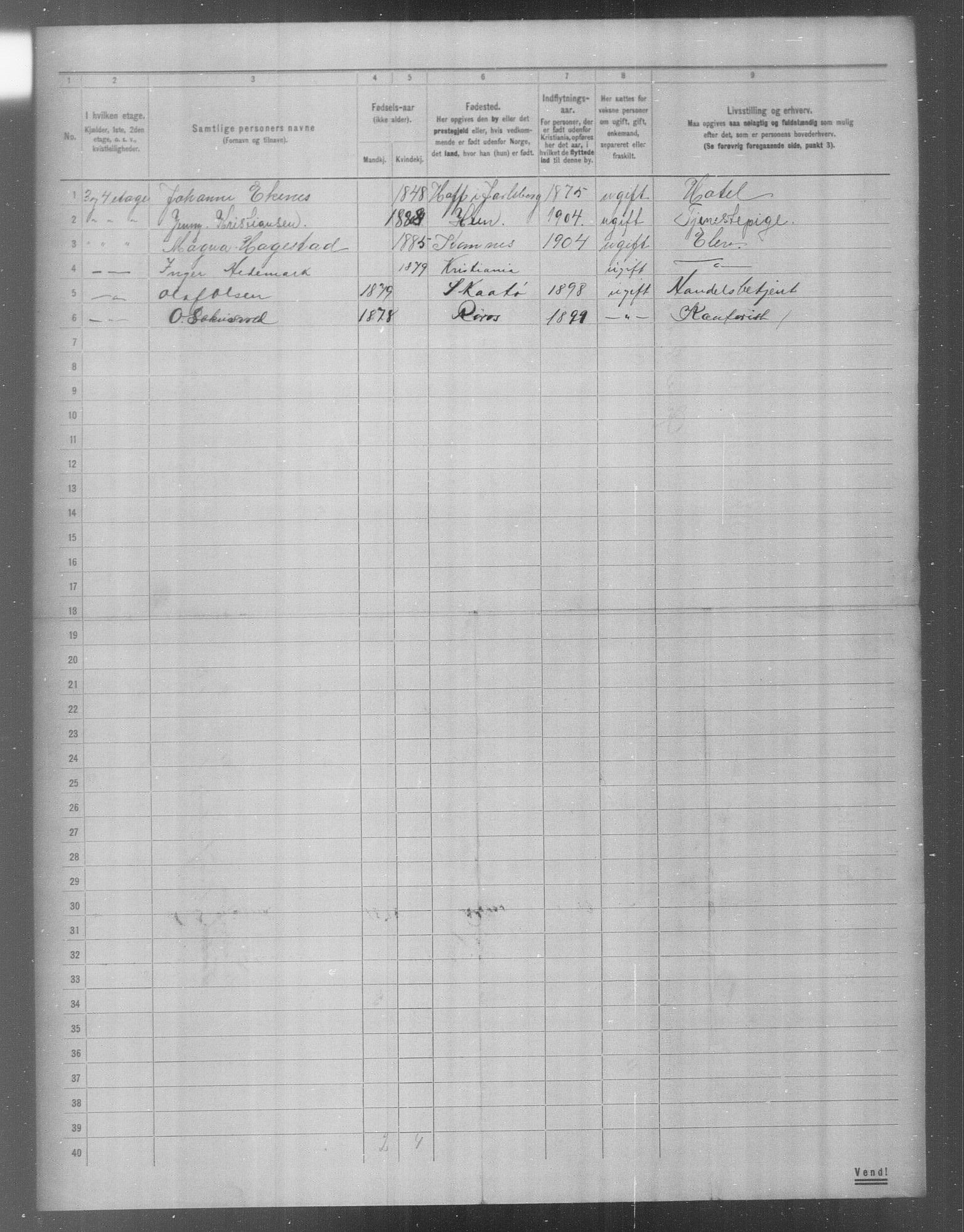 OBA, Municipal Census 1904 for Kristiania, 1904, p. 24312