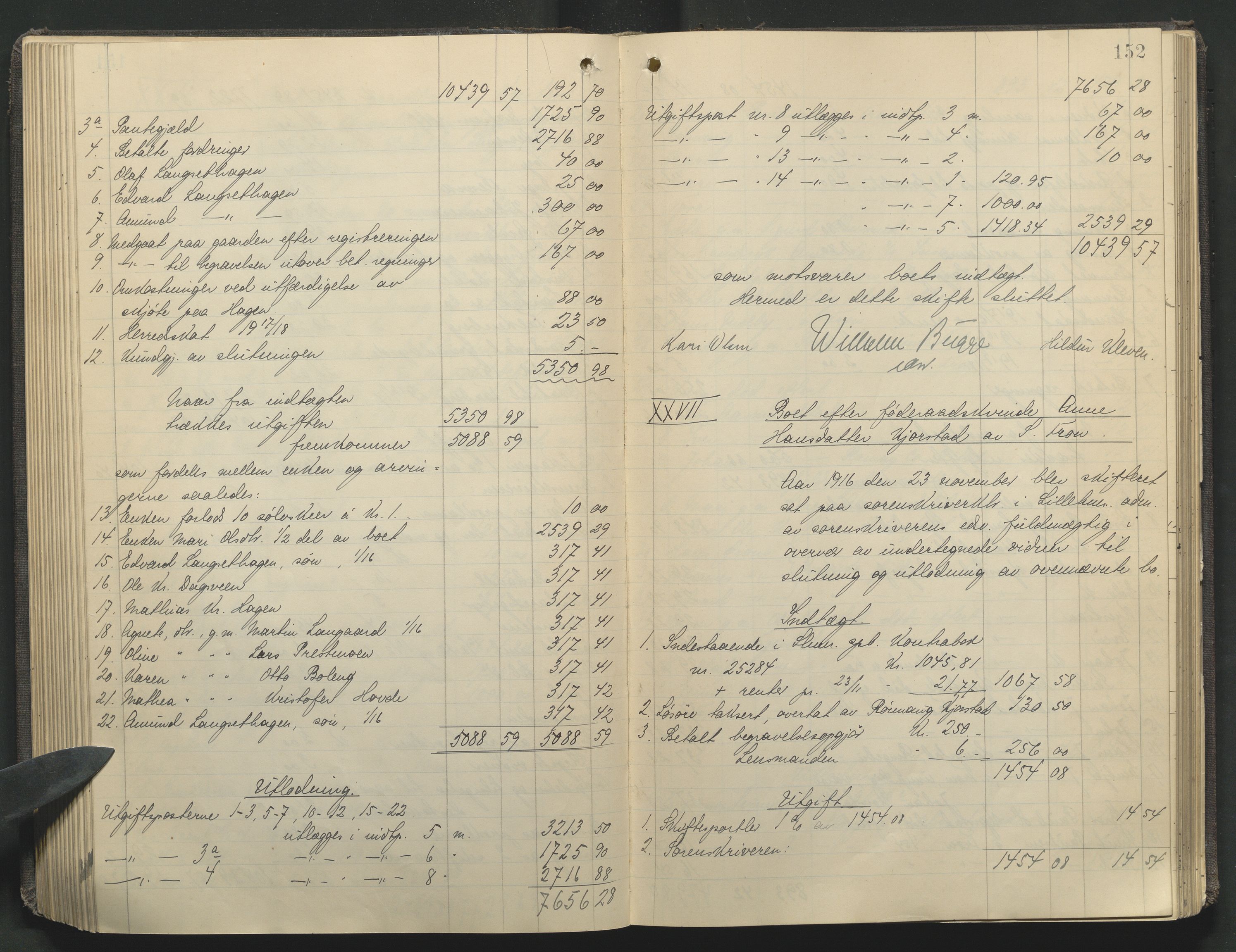 Sør-Gudbrandsdal tingrett, AV/SAH-TING-004/J/Ja/Jae/L0002: Skifteutlodningsprotokoll - landet, 1912-1921, p. 152