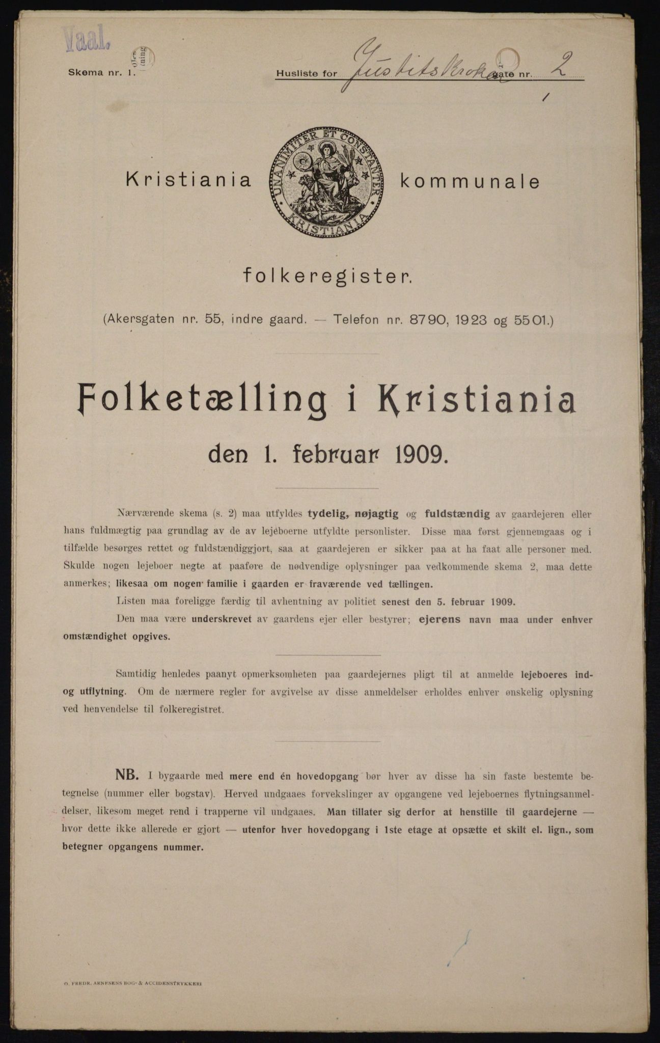 OBA, Municipal Census 1909 for Kristiania, 1909, p. 43534