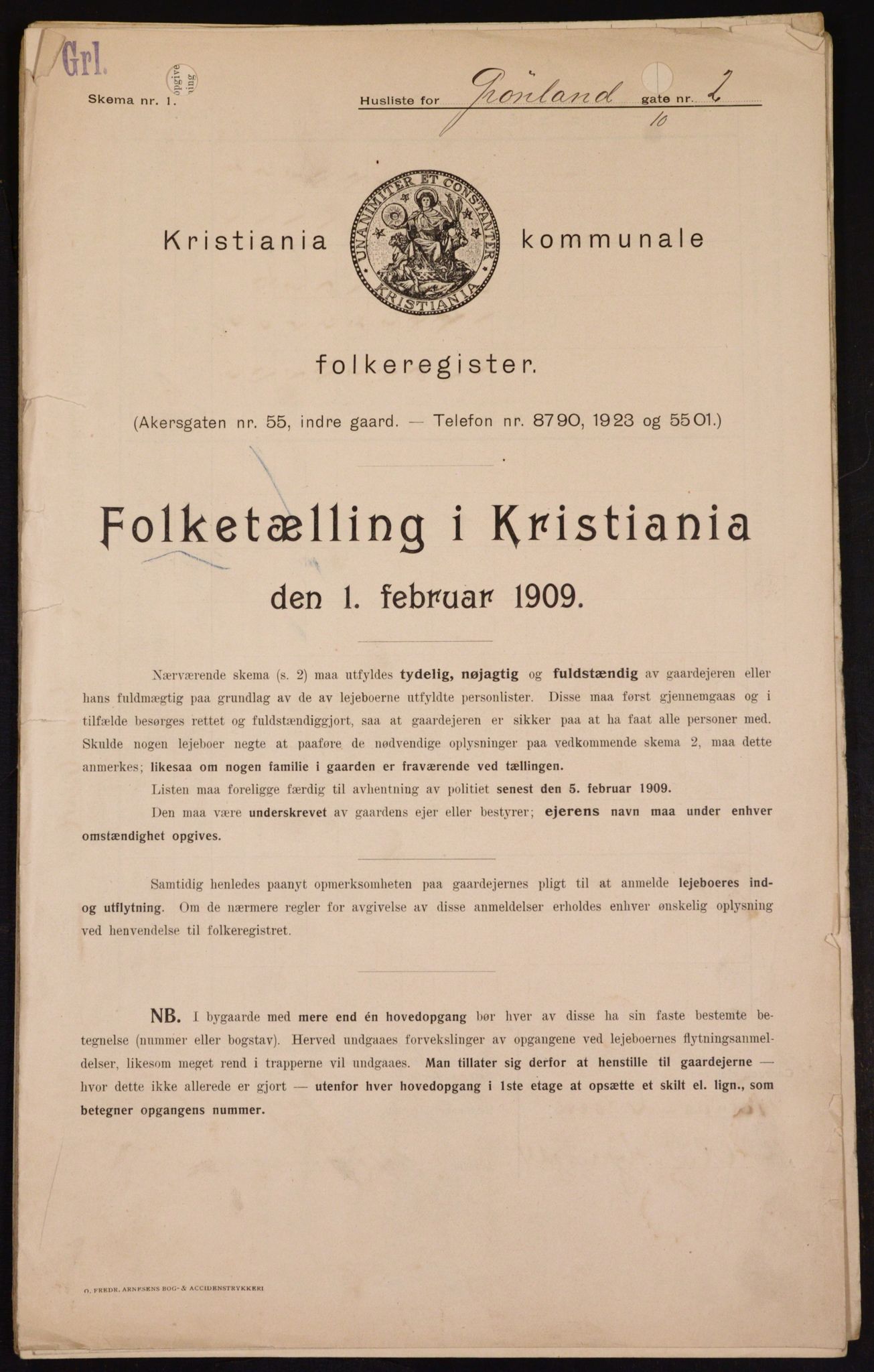 OBA, Municipal Census 1909 for Kristiania, 1909, p. 28318