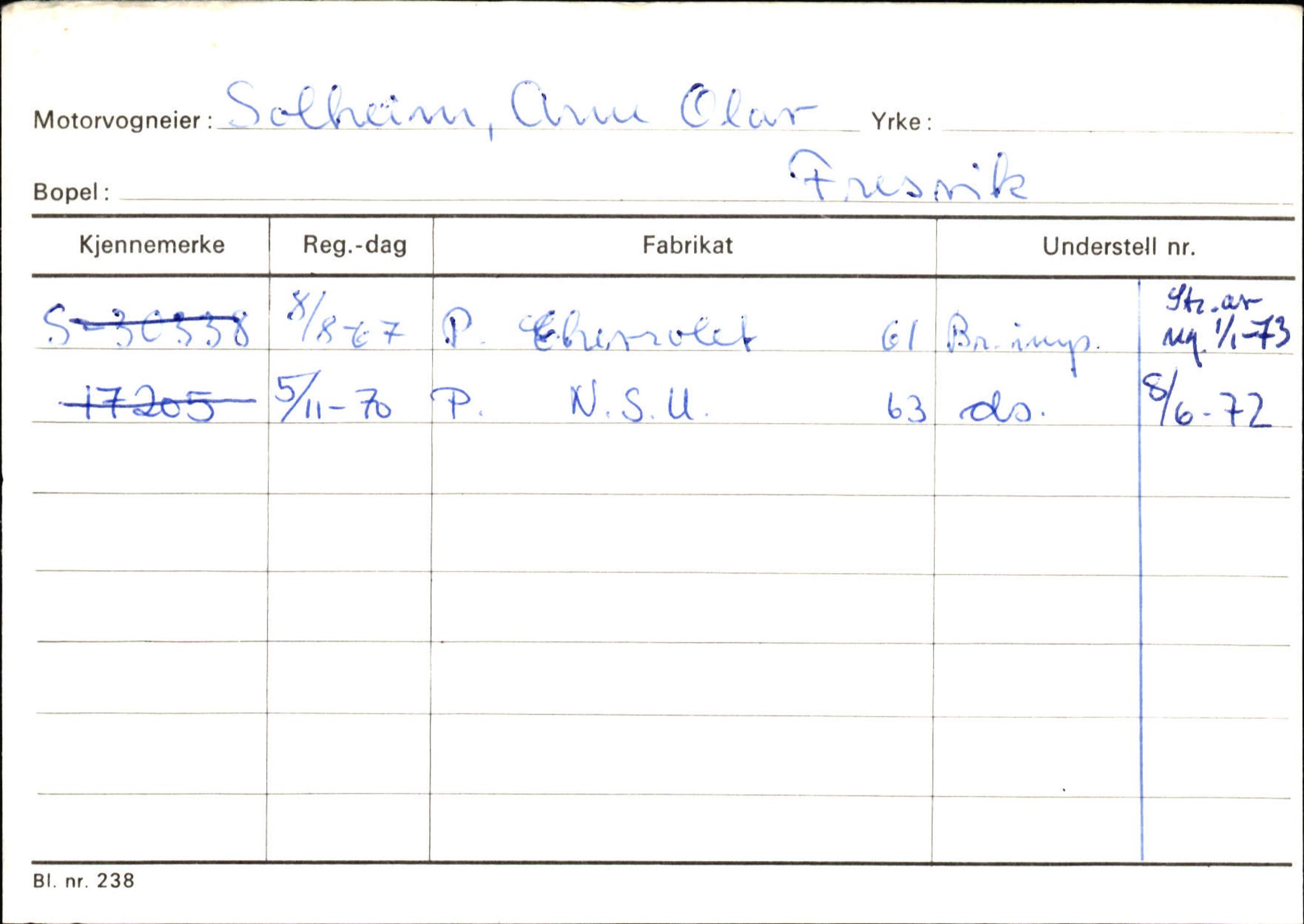 Statens vegvesen, Sogn og Fjordane vegkontor, SAB/A-5301/4/F/L0126: Eigarregister Fjaler M-Å. Leikanger A-Å, 1945-1975, p. 2126