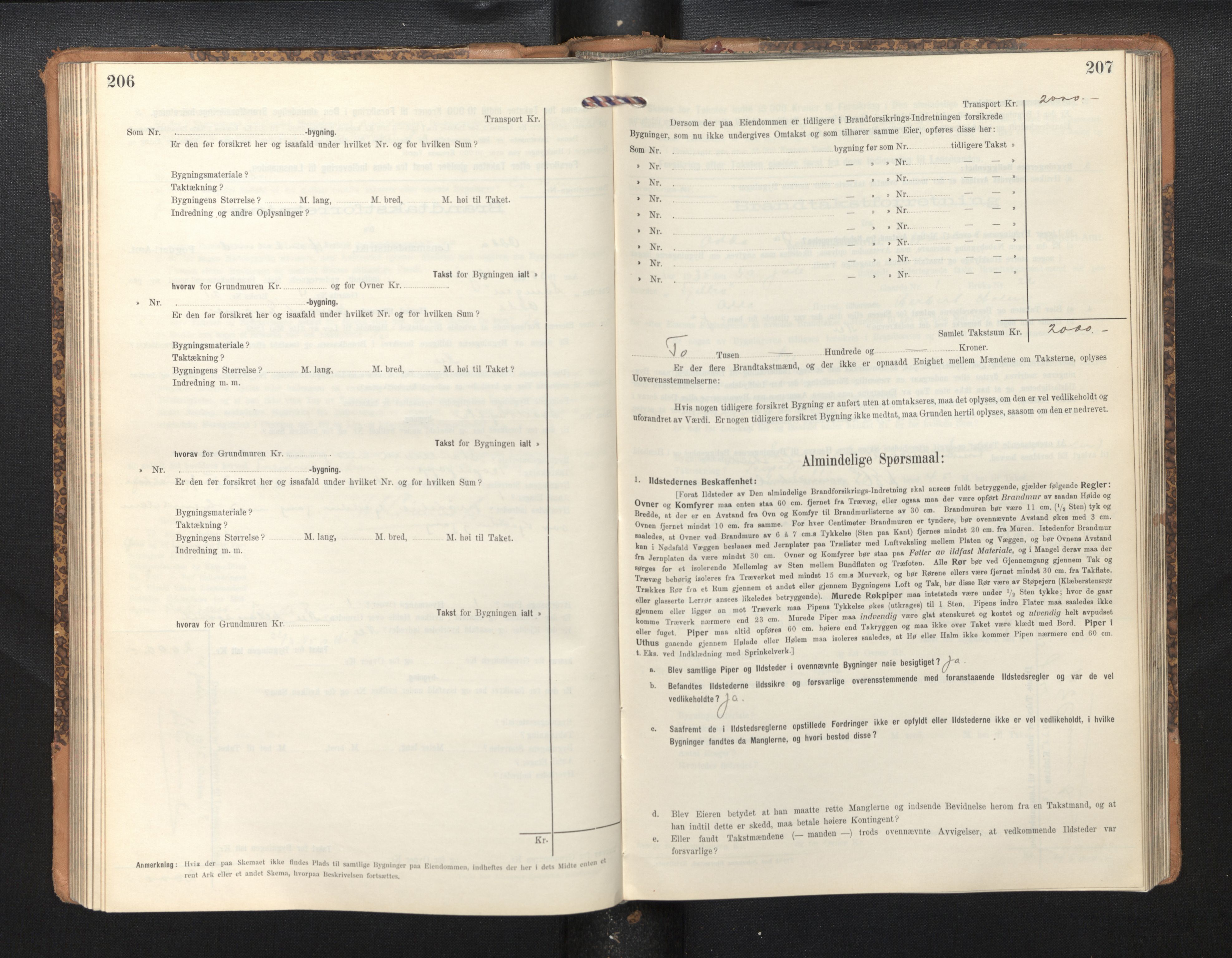 Lensmannen i Odda, AV/SAB-A-34001/0012/L0003: Branntakstprotokoll, skjematakst, 1916-1948, p. 206-207