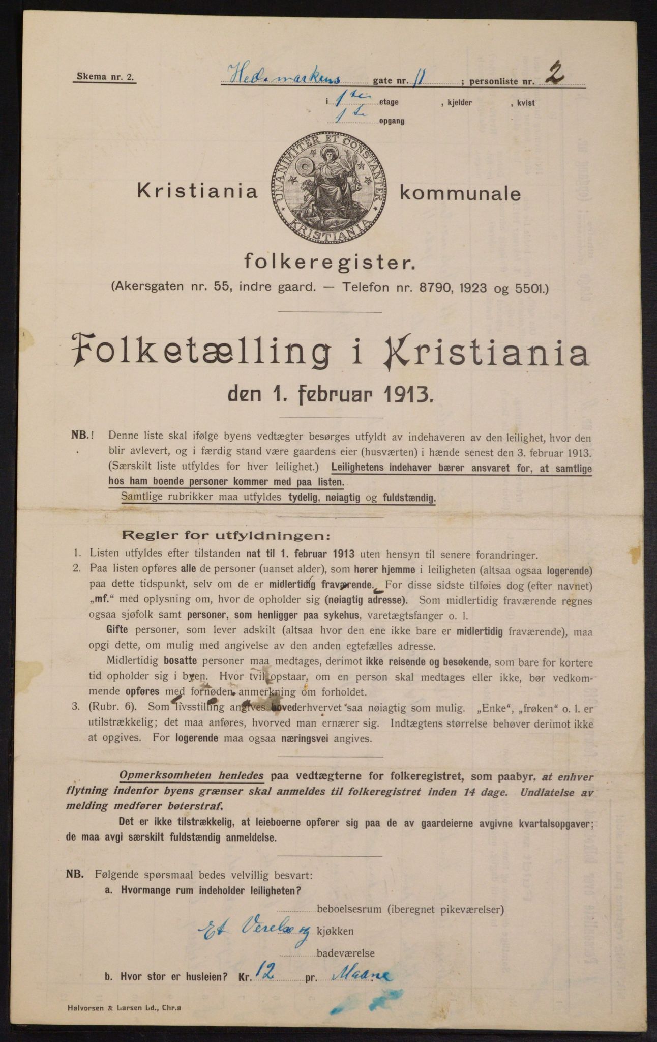 OBA, Municipal Census 1913 for Kristiania, 1913, p. 35991