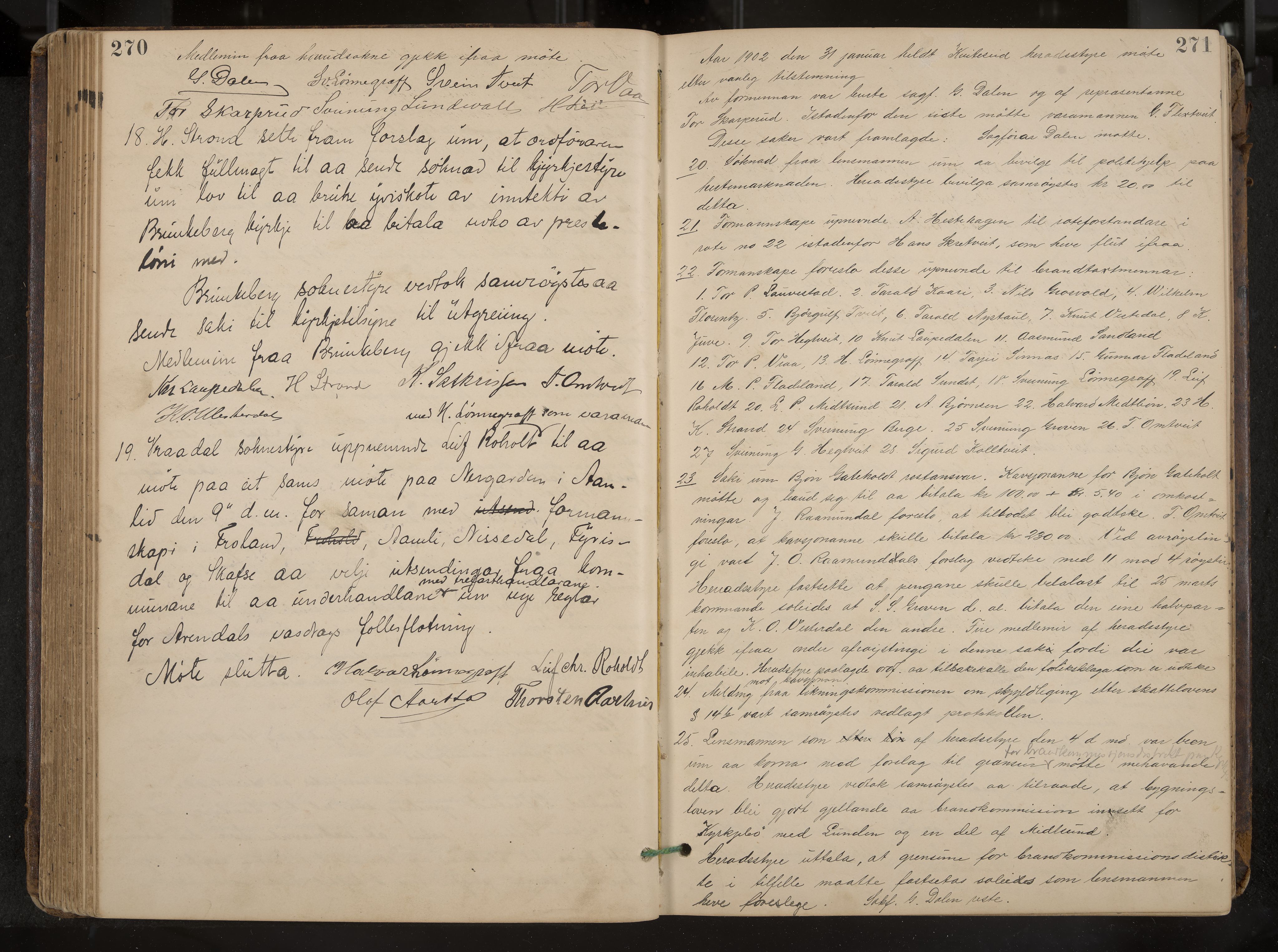 Kviteseid formannskap og sentraladministrasjon, IKAK/0829021/A/Aa/L0004: Møtebok, 1896-1911, p. 270-271