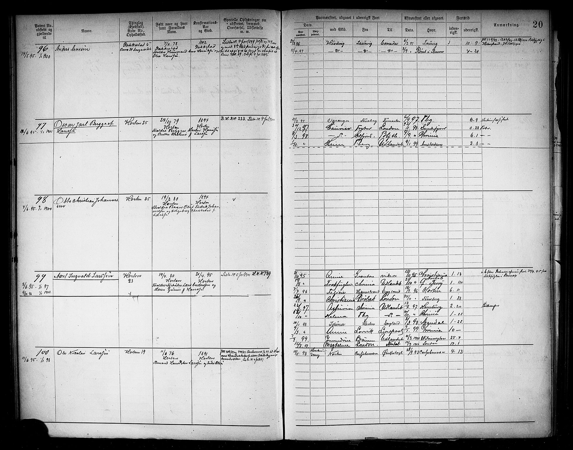 Horten innrulleringskontor, SAKO/A-785/F/Fb/L0006: Annotasjonsrulle, 1889-1911, p. 23