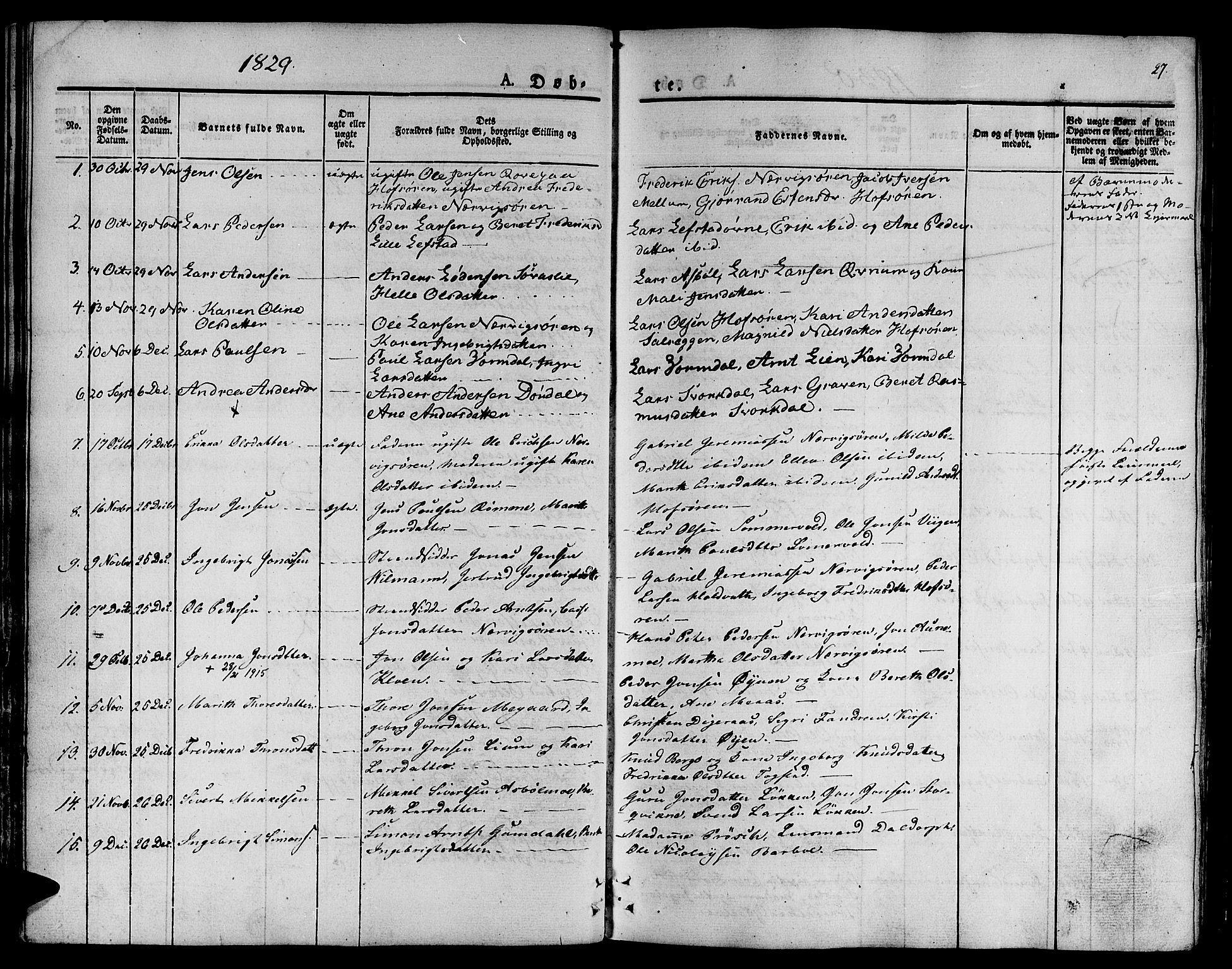 Ministerialprotokoller, klokkerbøker og fødselsregistre - Sør-Trøndelag, SAT/A-1456/668/L0804: Parish register (official) no. 668A04, 1826-1839, p. 27