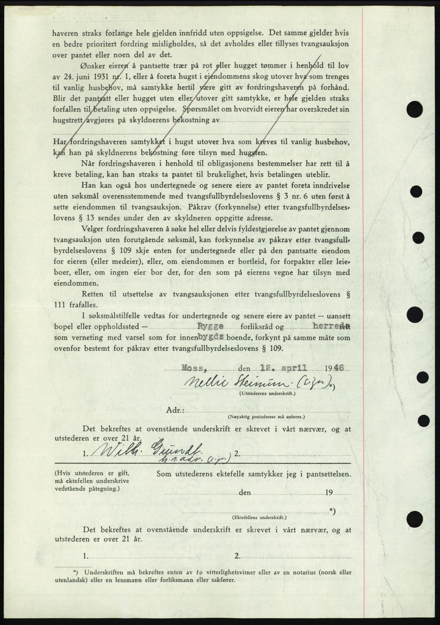 Moss sorenskriveri, SAO/A-10168: Mortgage book no. B15, 1946-1946, Diary no: : 753/1946