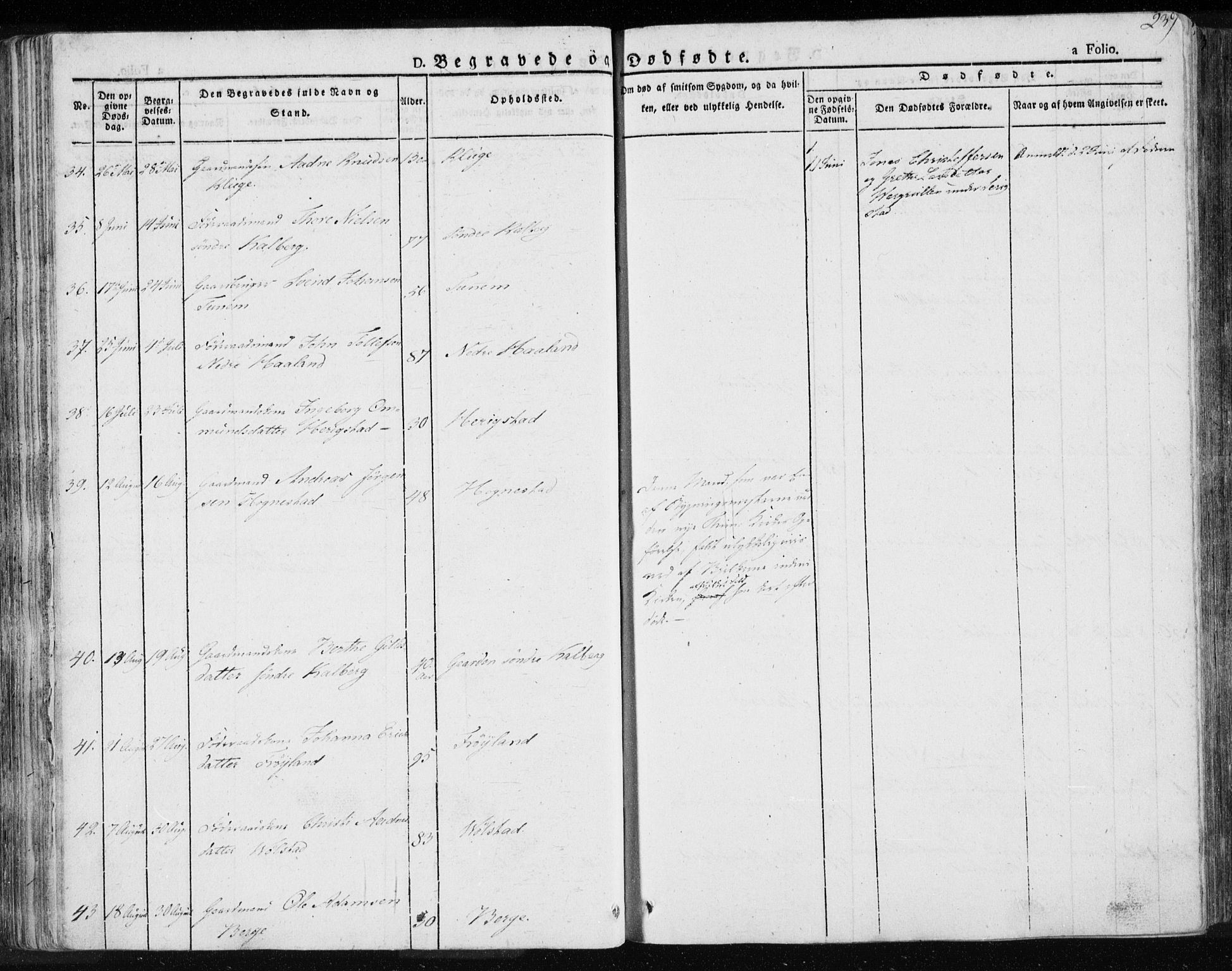 Lye sokneprestkontor, AV/SAST-A-101794/001/30BA/L0004: Parish register (official) no. A 4, 1826-1841, p. 239