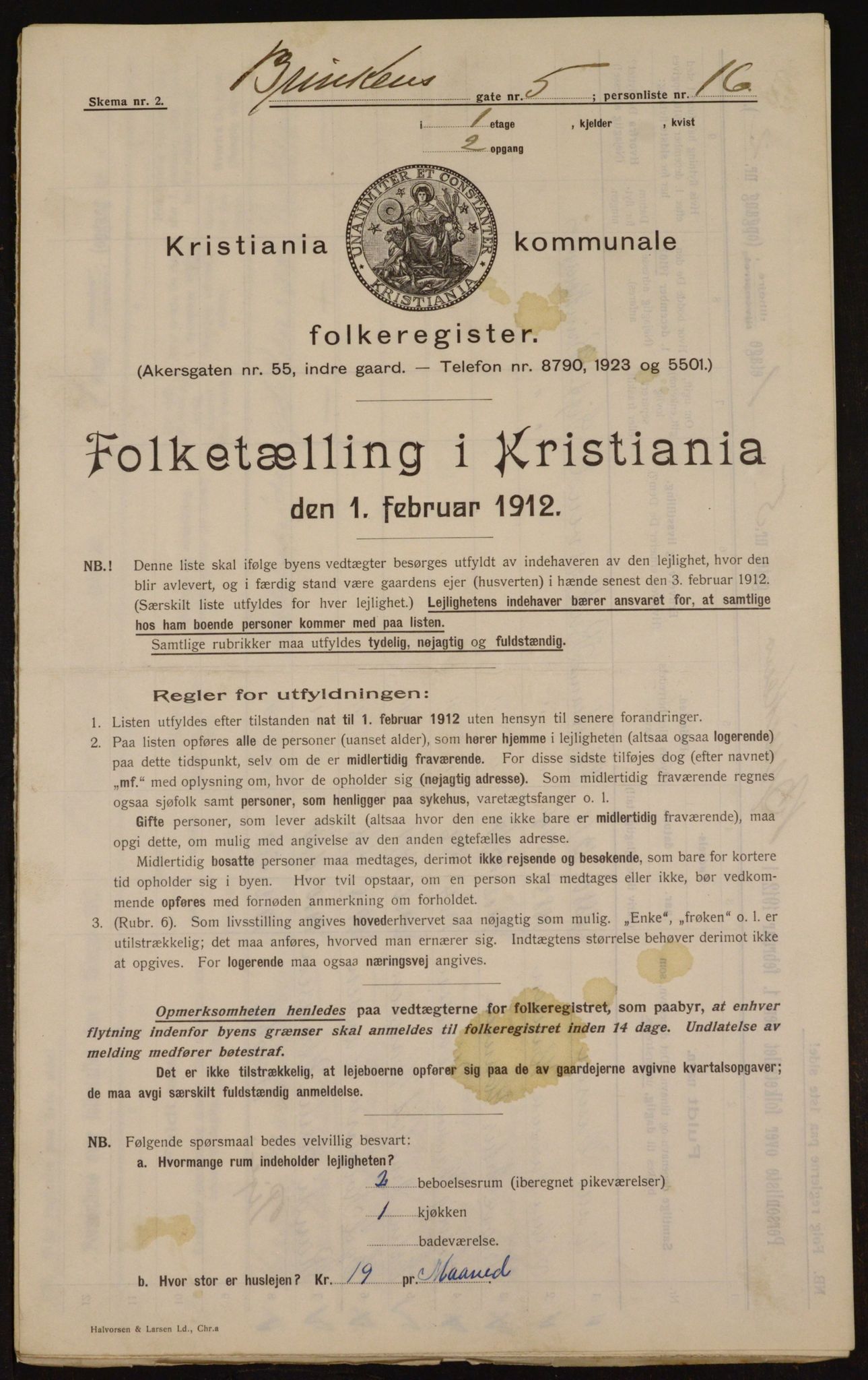 OBA, Municipal Census 1912 for Kristiania, 1912, p. 8636