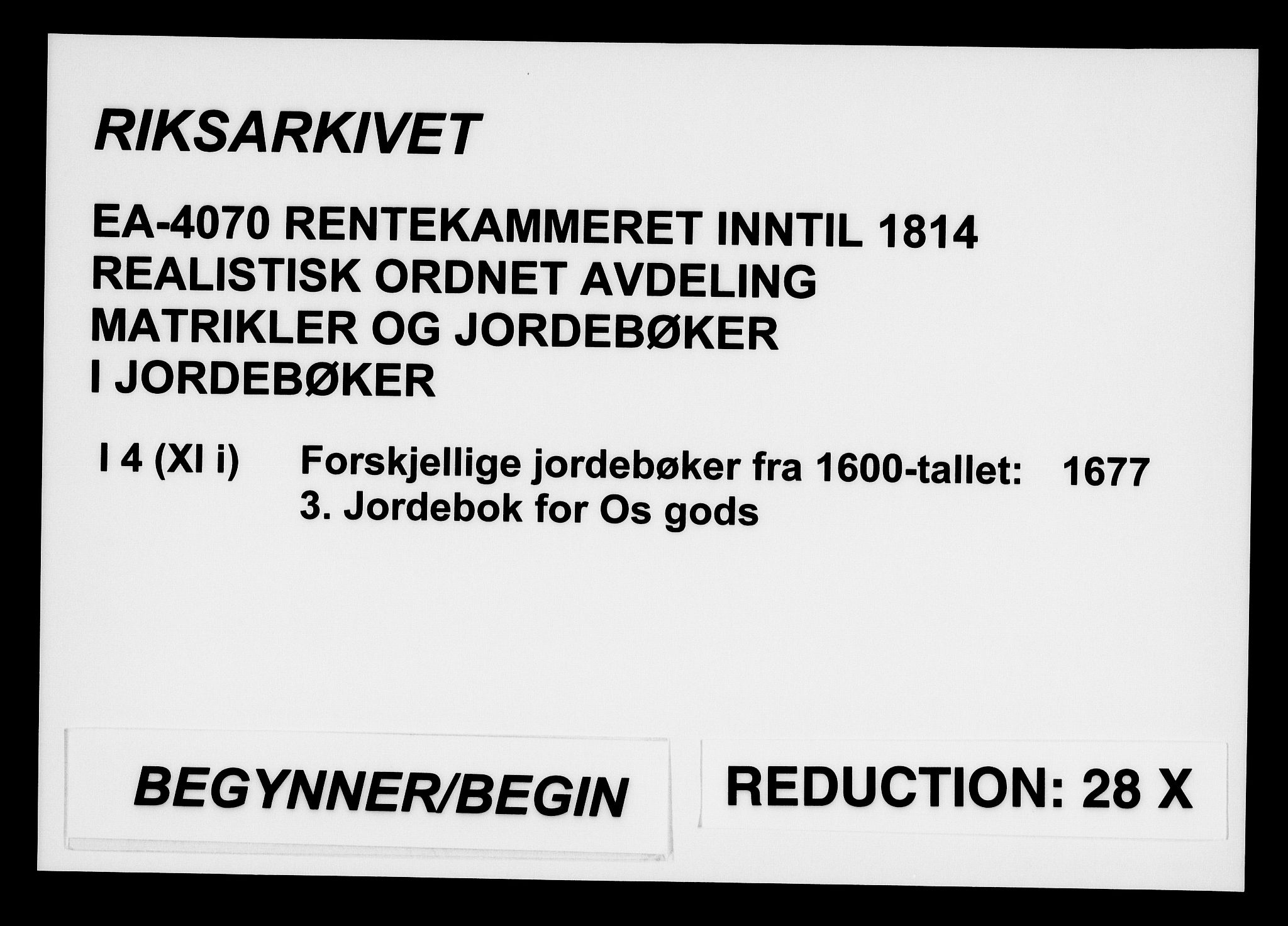 Rentekammeret inntil 1814, Realistisk ordnet avdeling, AV/RA-EA-4070/N/Na/L0004/0003: [XI i]: Forskjellige jordebøker fra 1600-tallet: / Jordebok for Os gods, 1677