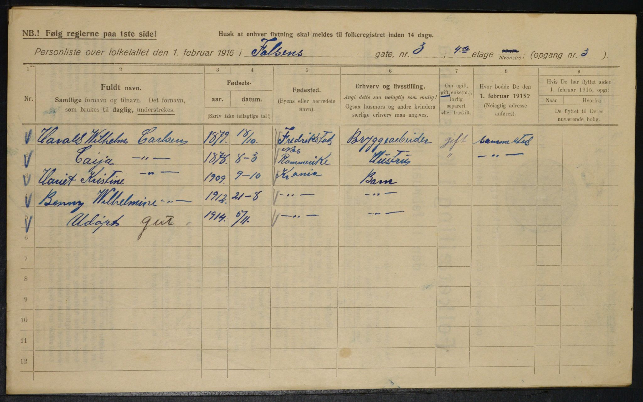 OBA, Municipal Census 1916 for Kristiania, 1916, p. 23658