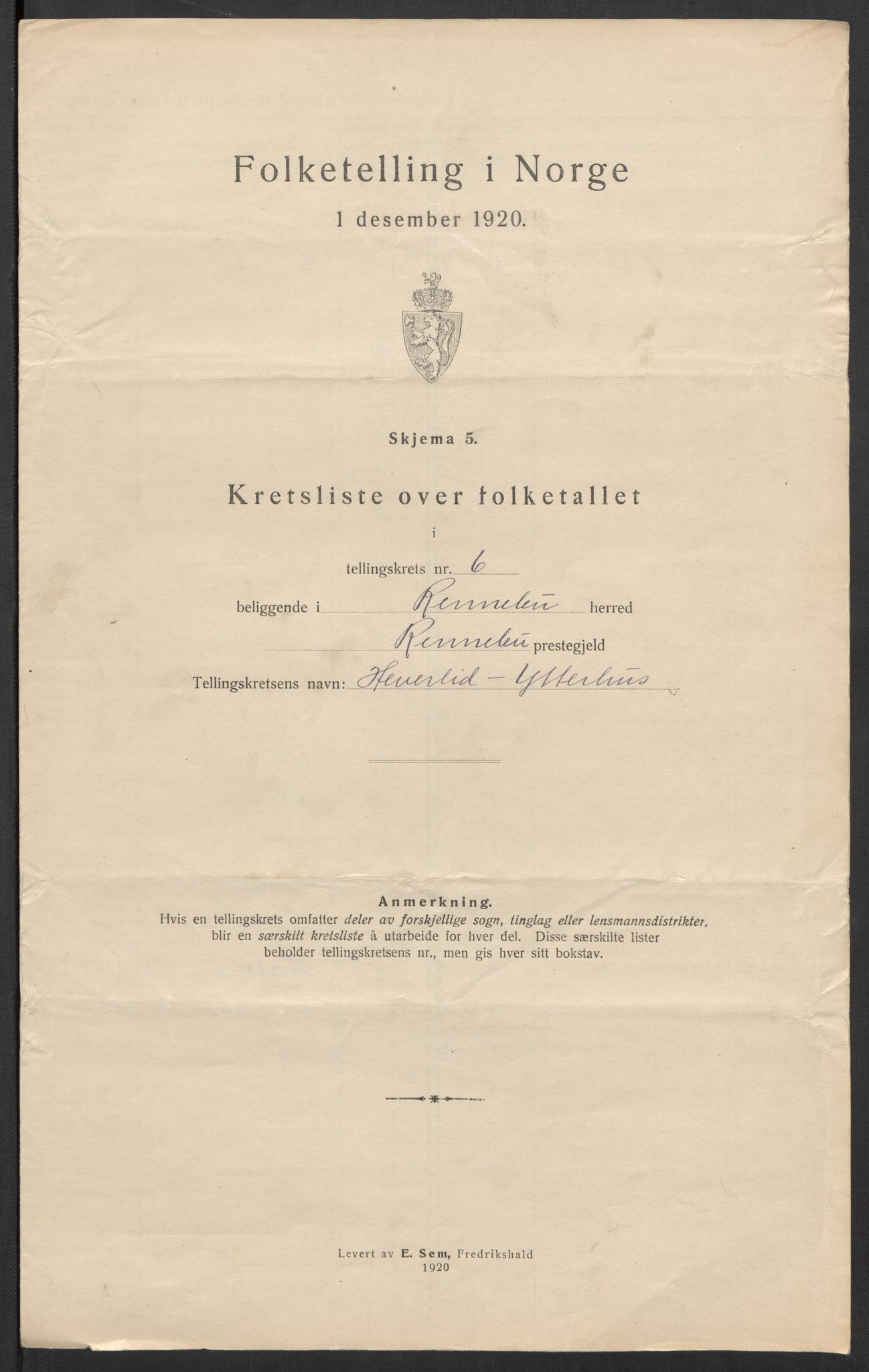 SAT, 1920 census for Rennebu, 1920, p. 24