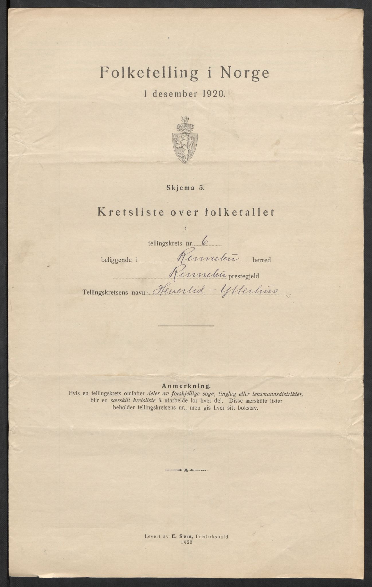 SAT, 1920 census for Rennebu, 1920, p. 24