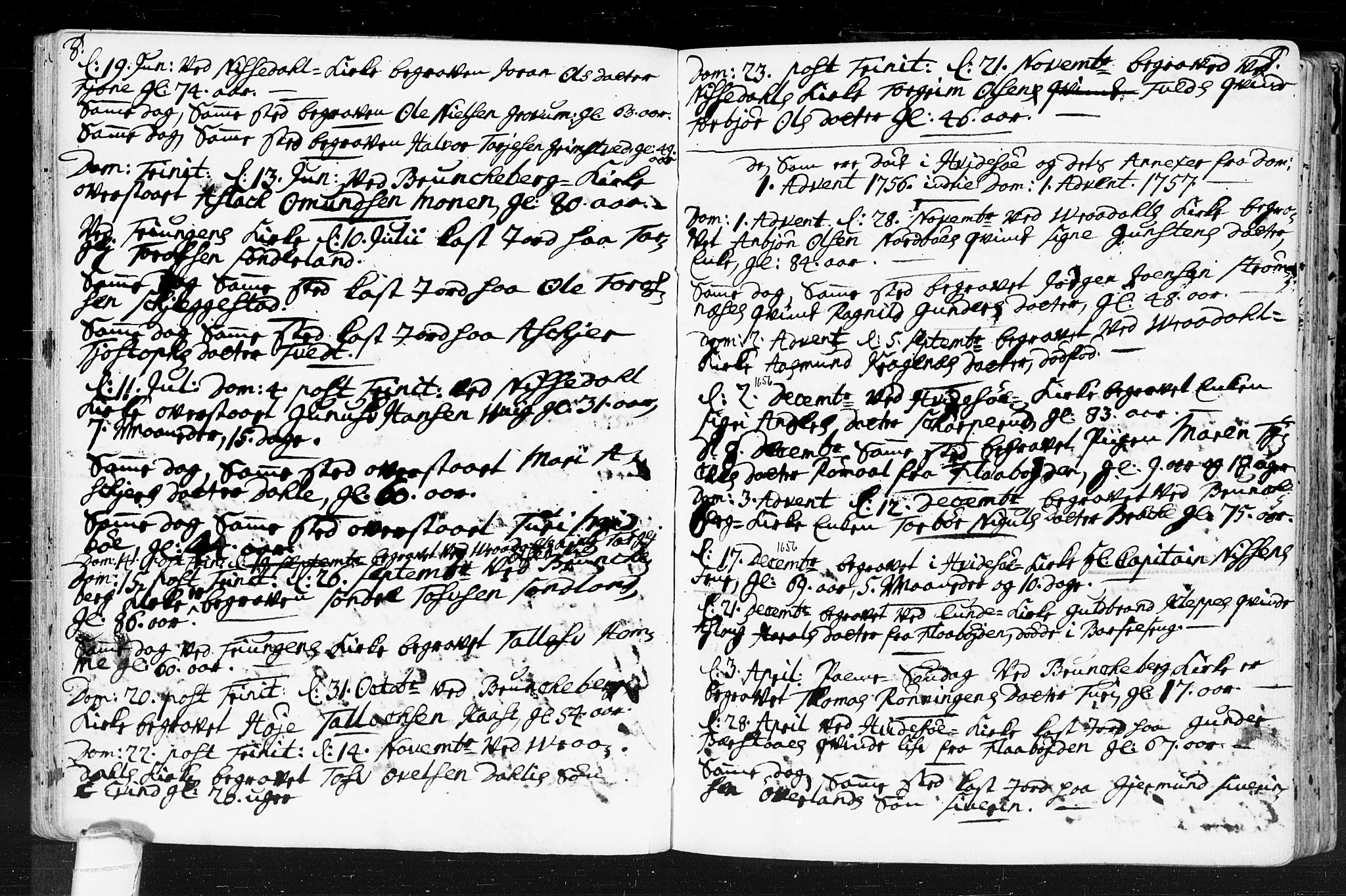 Kviteseid kirkebøker, SAKO/A-276/F/Fa/L0001: Parish register (official) no. I 1, 1754-1773, p. 8-9
