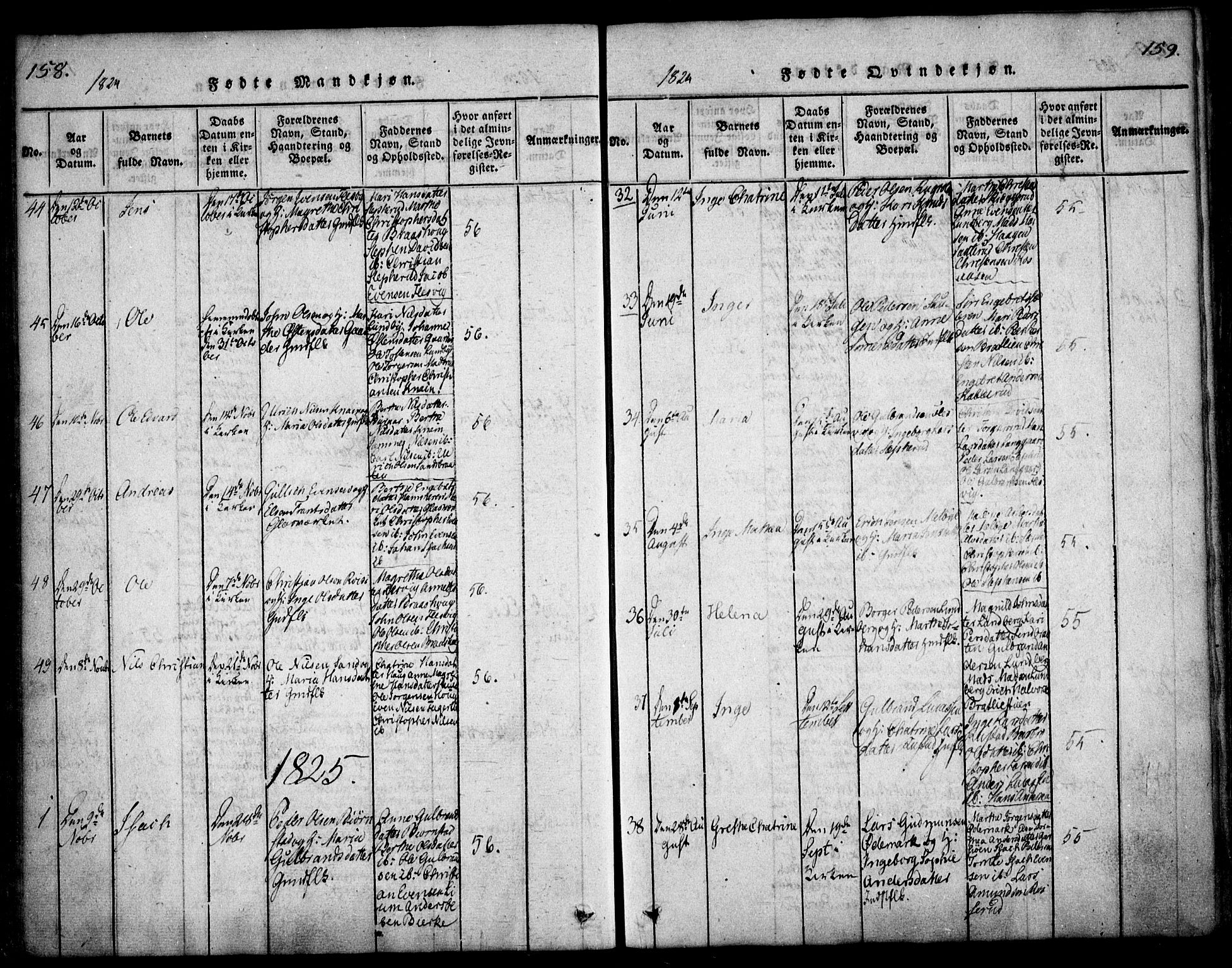 Hurdal prestekontor Kirkebøker, AV/SAO-A-10889/F/Fa/L0003: Parish register (official) no. I 3, 1815-1828, p. 160-161