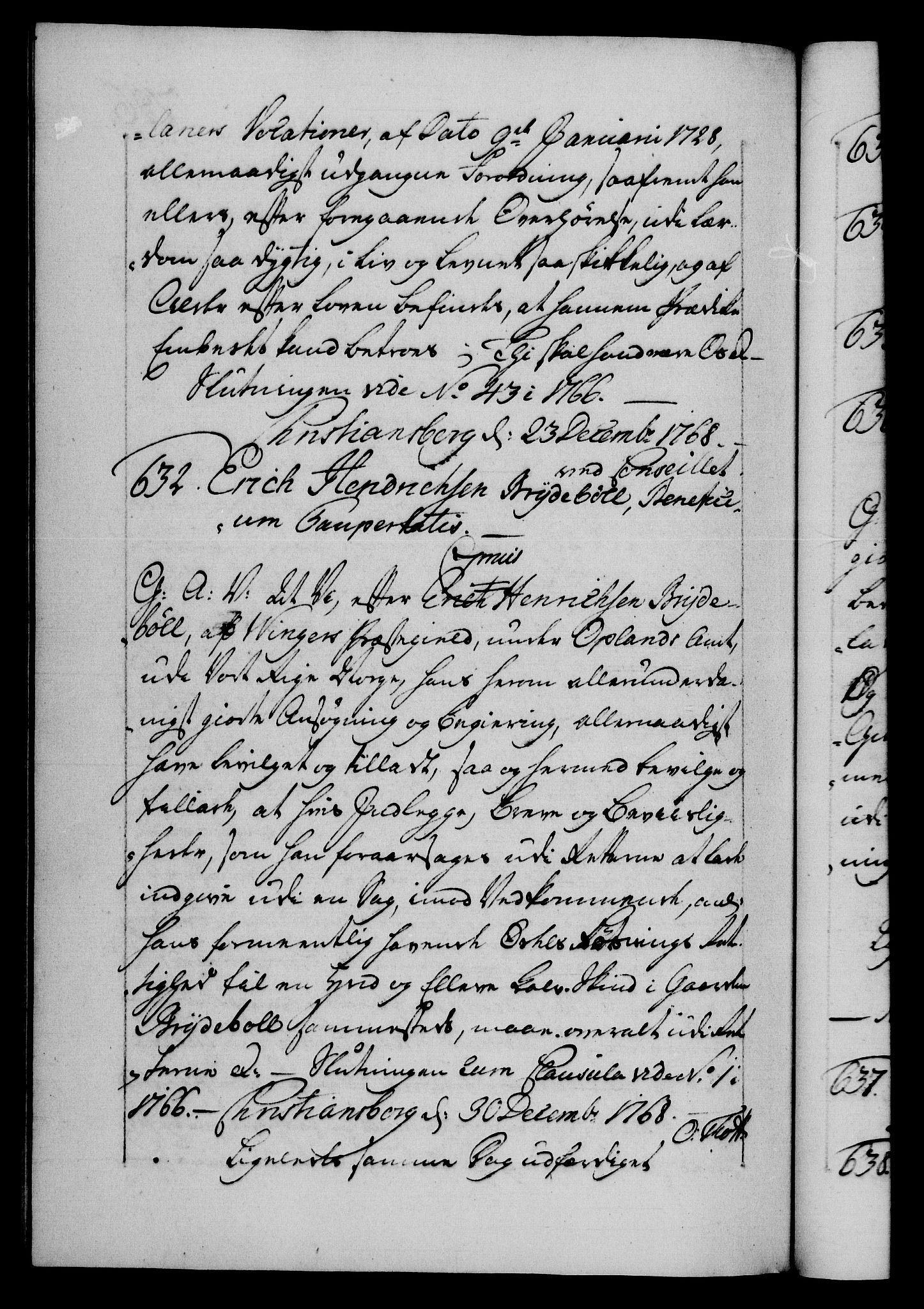 Danske Kanselli 1572-1799, AV/RA-EA-3023/F/Fc/Fca/Fcaa/L0043: Norske registre, 1766-1768, p. 796b