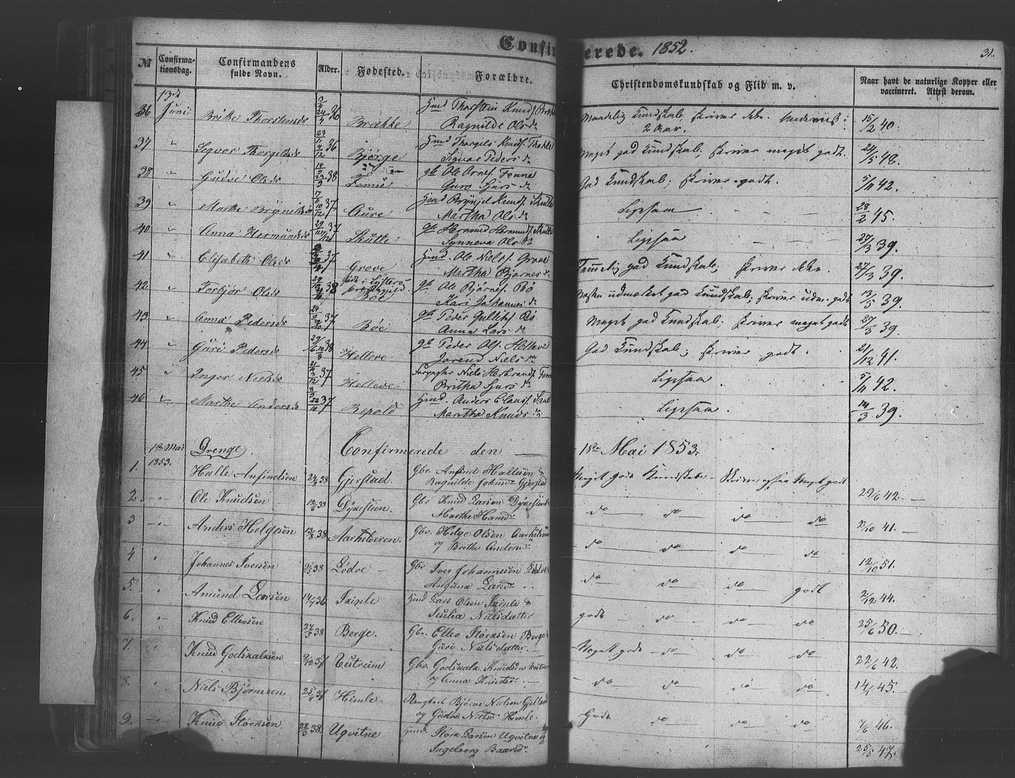 Voss sokneprestembete, SAB/A-79001/H/Haa: Parish register (official) no. A 18, 1848-1876, p. 31