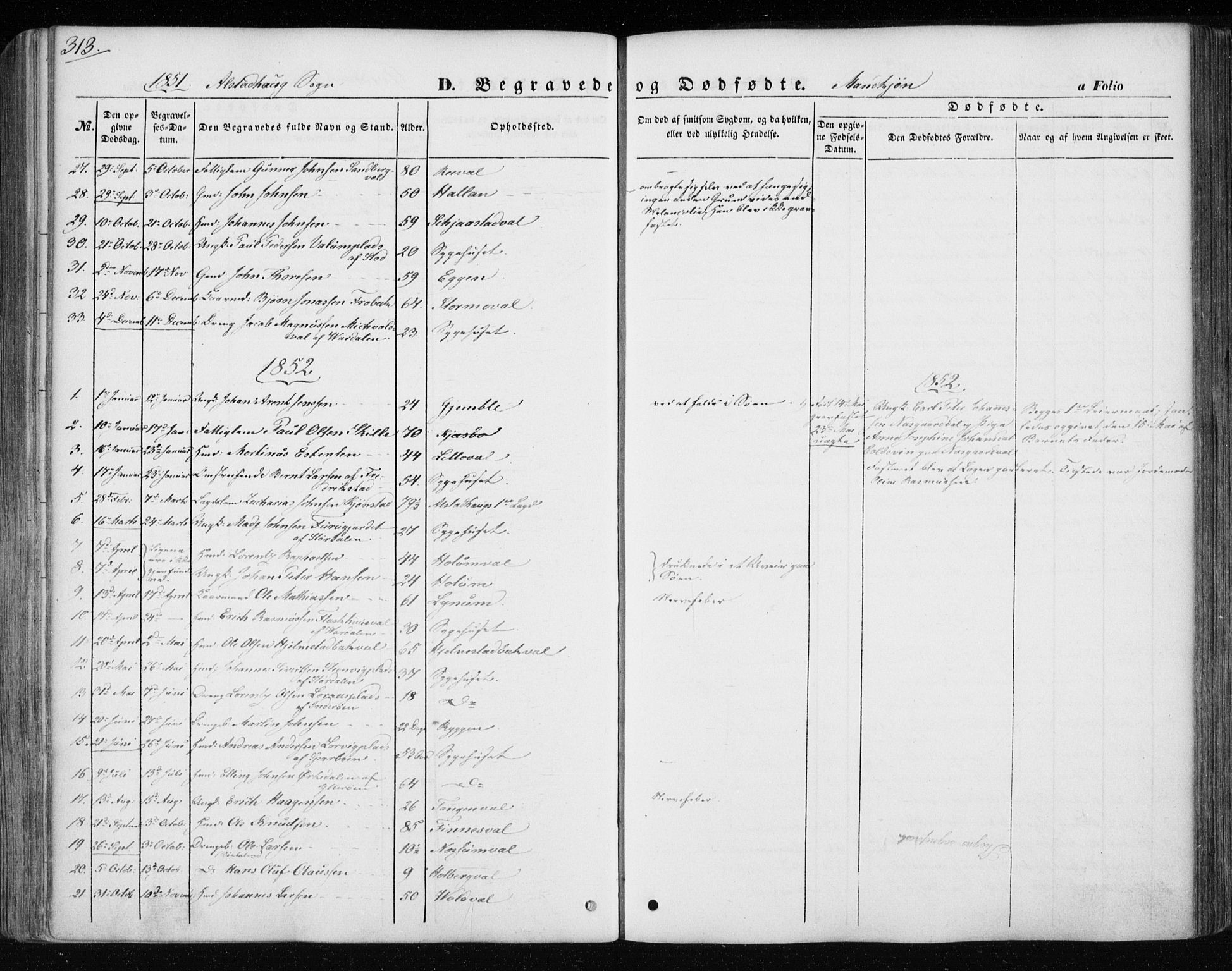 Ministerialprotokoller, klokkerbøker og fødselsregistre - Nord-Trøndelag, SAT/A-1458/717/L0154: Parish register (official) no. 717A07 /1, 1850-1862, p. 313