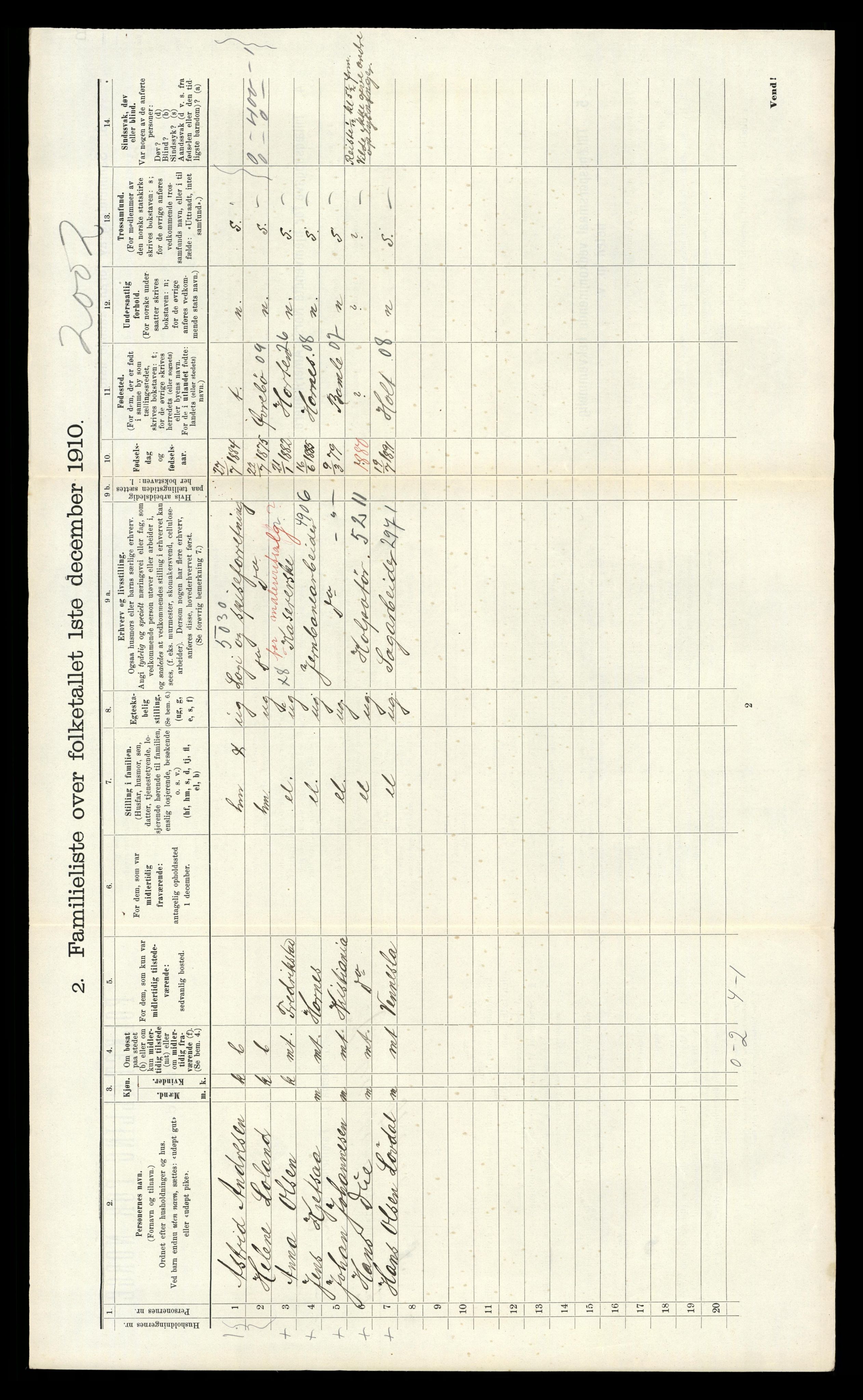 RA, 1910 census for Kristiansand, 1910, p. 1575