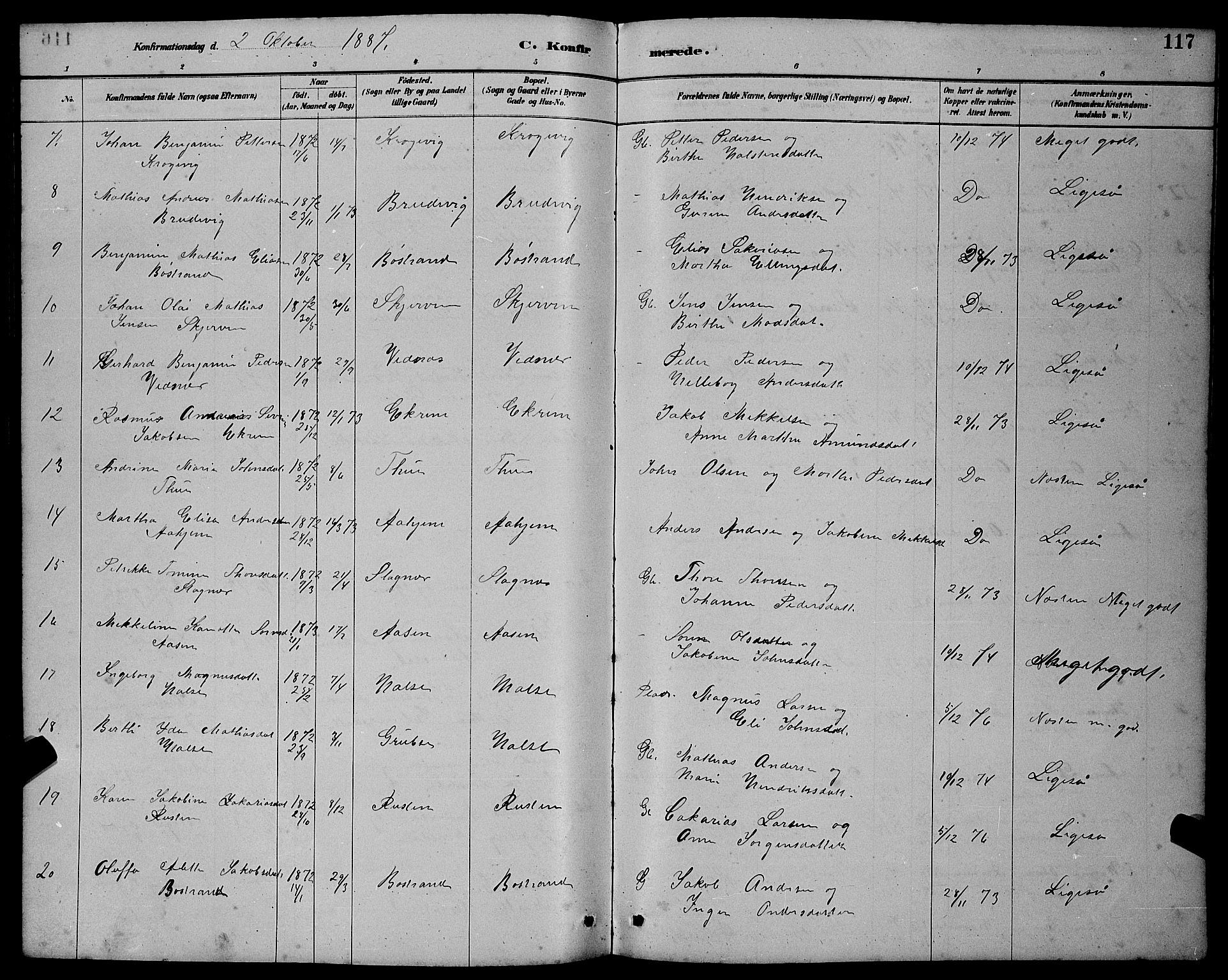 Ministerialprotokoller, klokkerbøker og fødselsregistre - Møre og Romsdal, AV/SAT-A-1454/501/L0017: Parish register (copy) no. 501C03, 1885-1901, p. 117