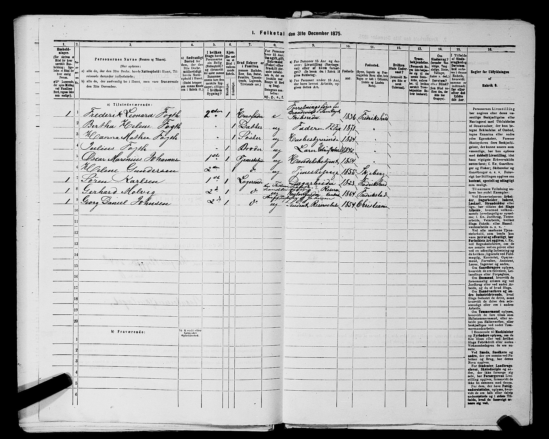 RA, 1875 census for 0101P Fredrikshald, 1875, p. 569