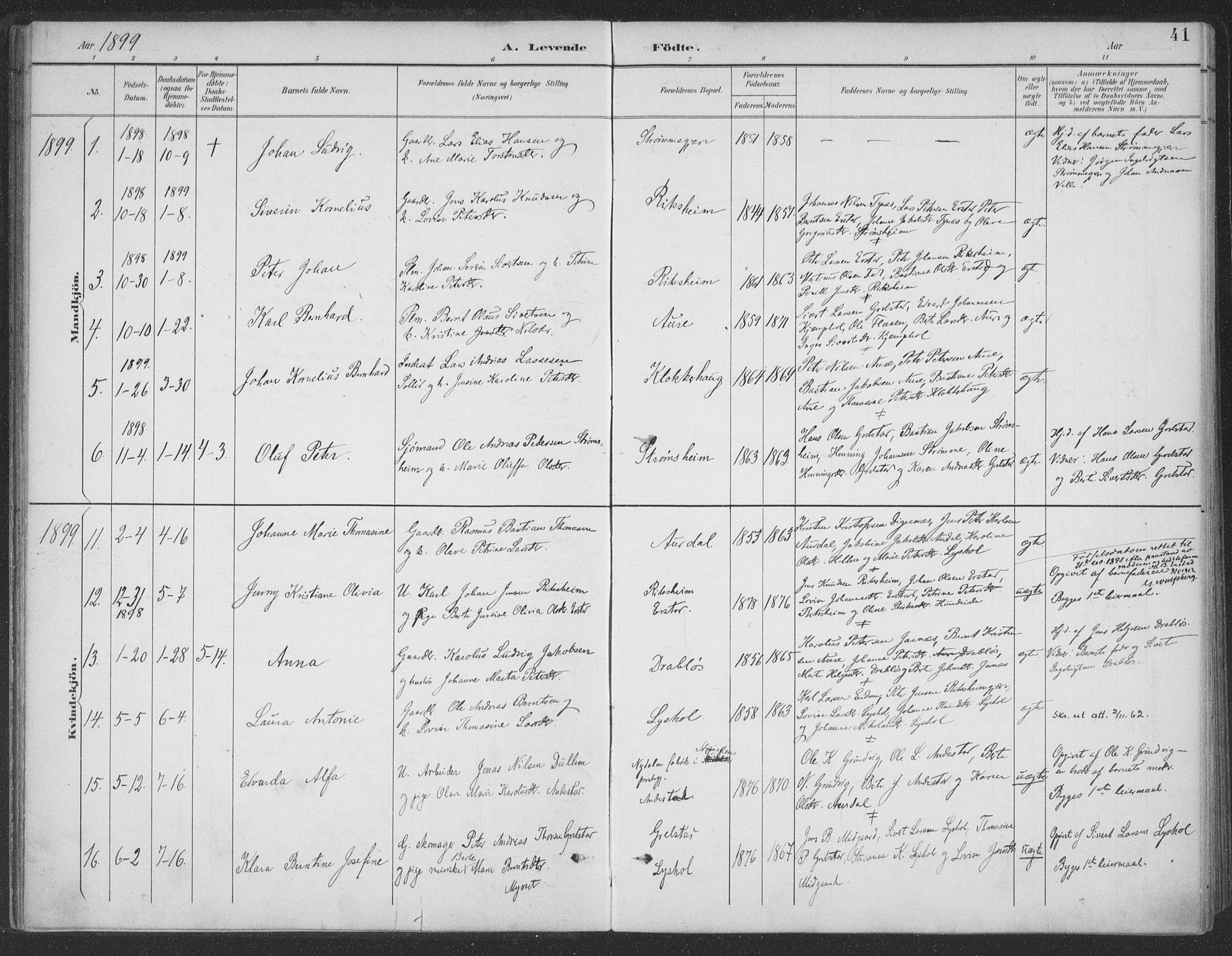 Ministerialprotokoller, klokkerbøker og fødselsregistre - Møre og Romsdal, SAT/A-1454/523/L0335: Parish register (official) no. 523A02, 1891-1911, p. 41