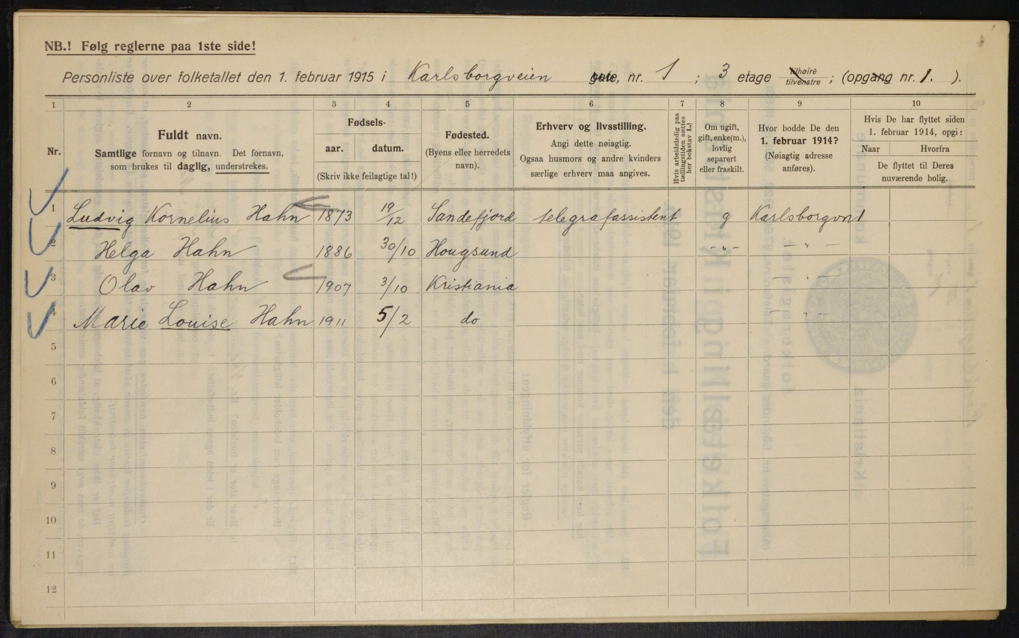 OBA, Municipal Census 1915 for Kristiania, 1915, p. 48434