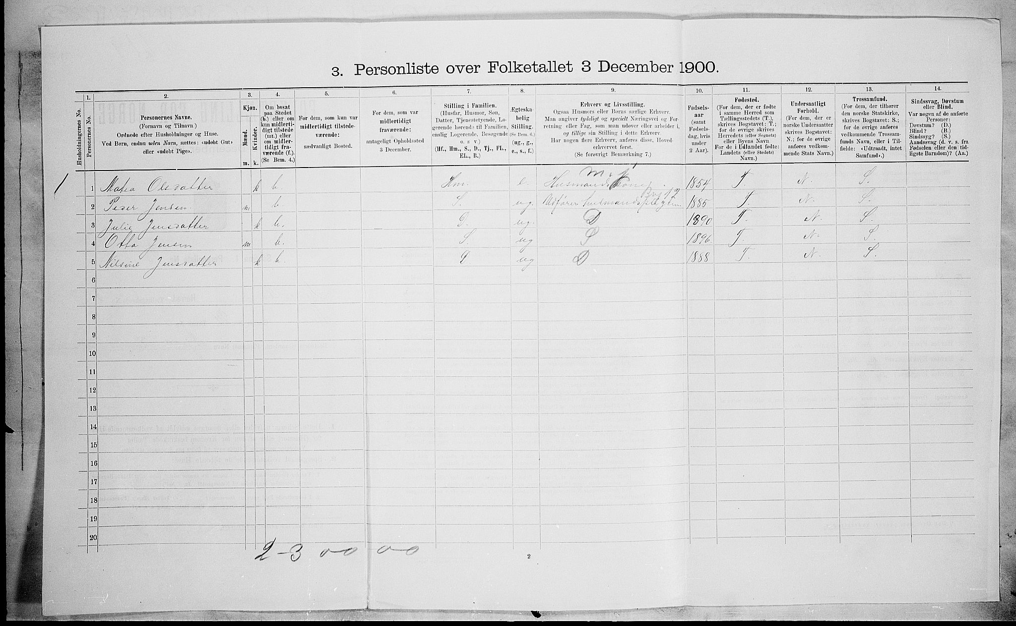 SAH, 1900 census for Nordre Land, 1900, p. 494