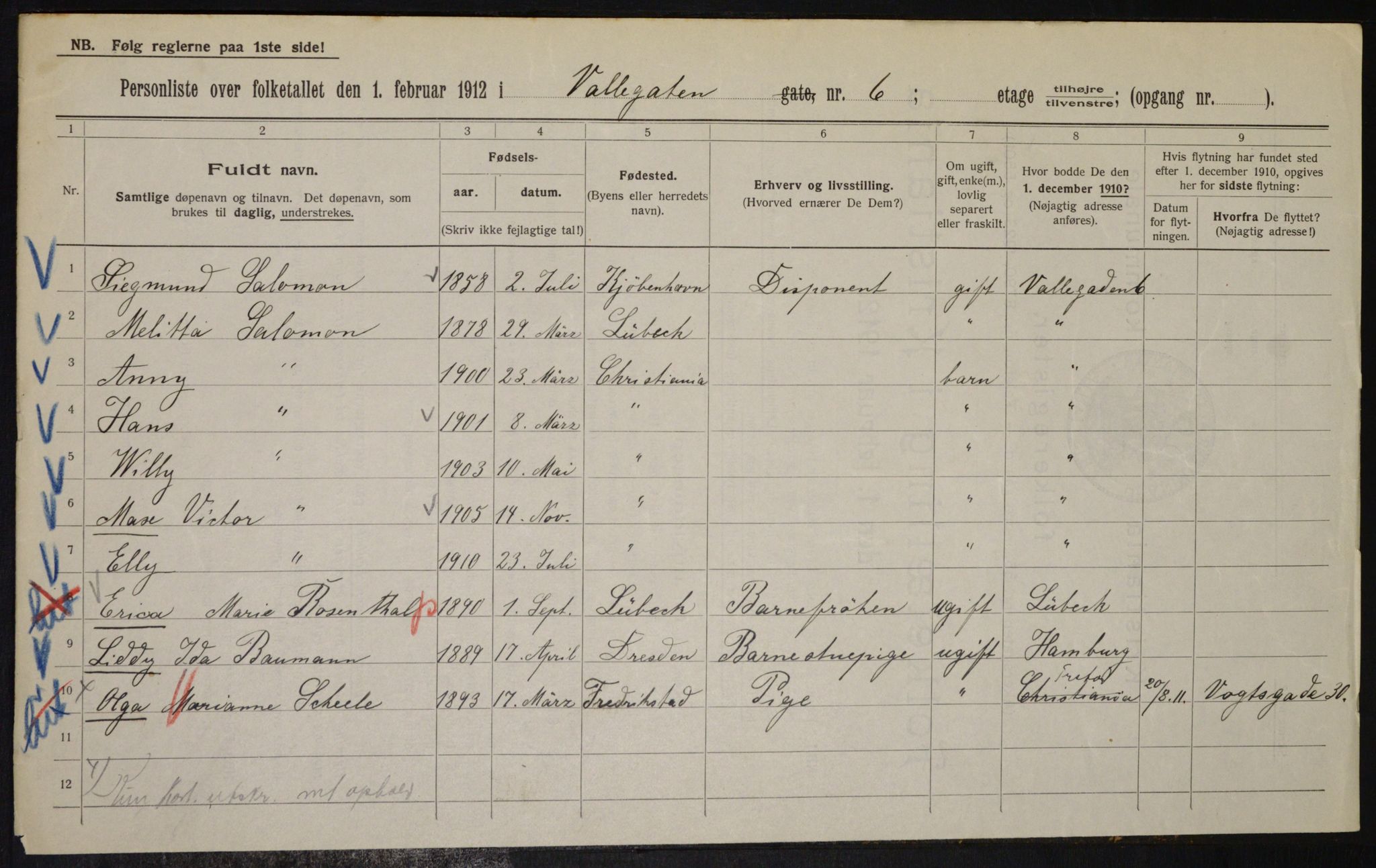 OBA, Municipal Census 1912 for Kristiania, 1912, p. 121818