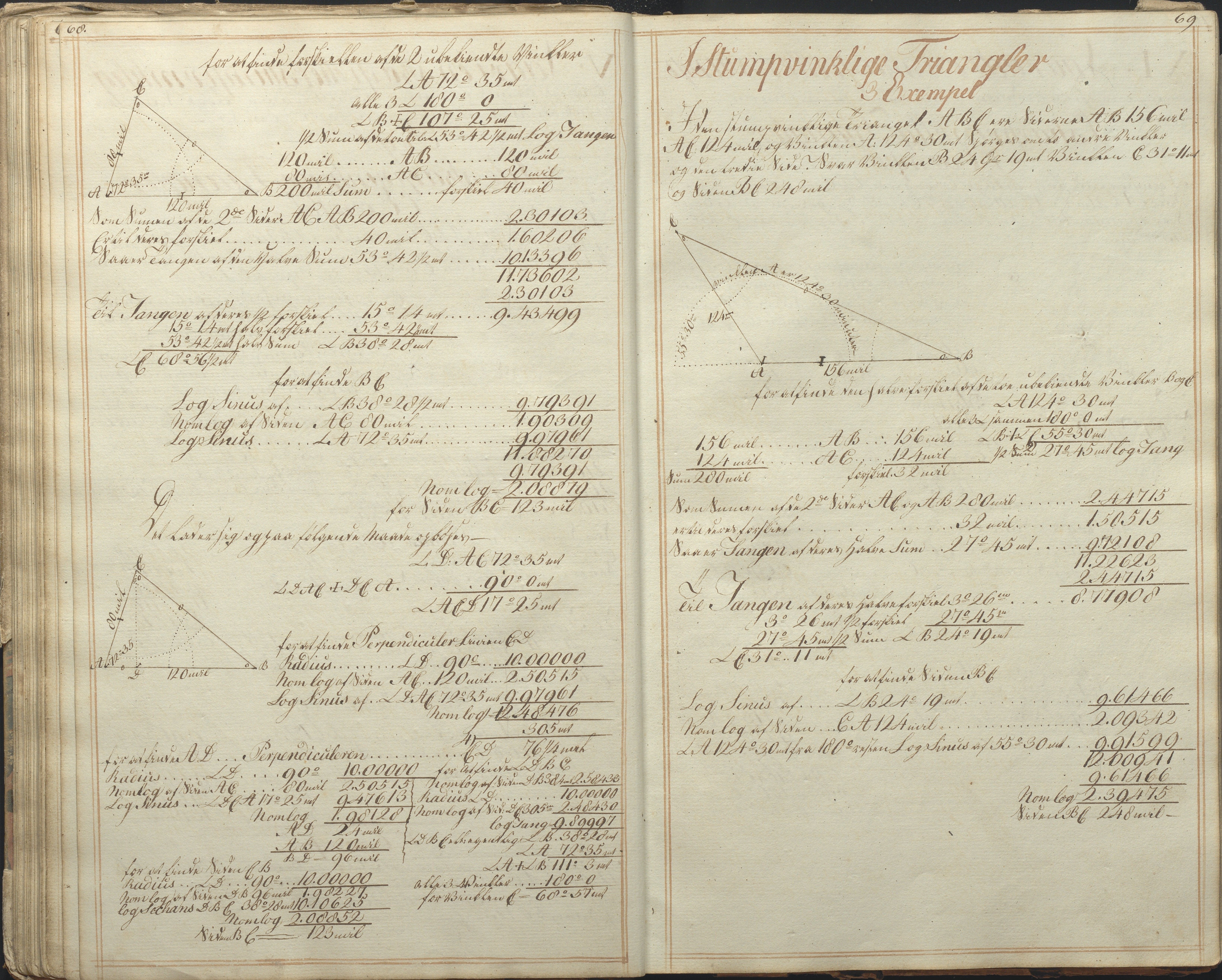 Samling av navigasjonsbøker, AAKS/PA-2806/Y/Y01/L0006/0005: Håndskrevne navigasjonsbøker / Navigations Bog skrevet av Peder Ugland. Påbegynt på Paroll i Ashburton Devonshire, England, 1809, p. 68-69