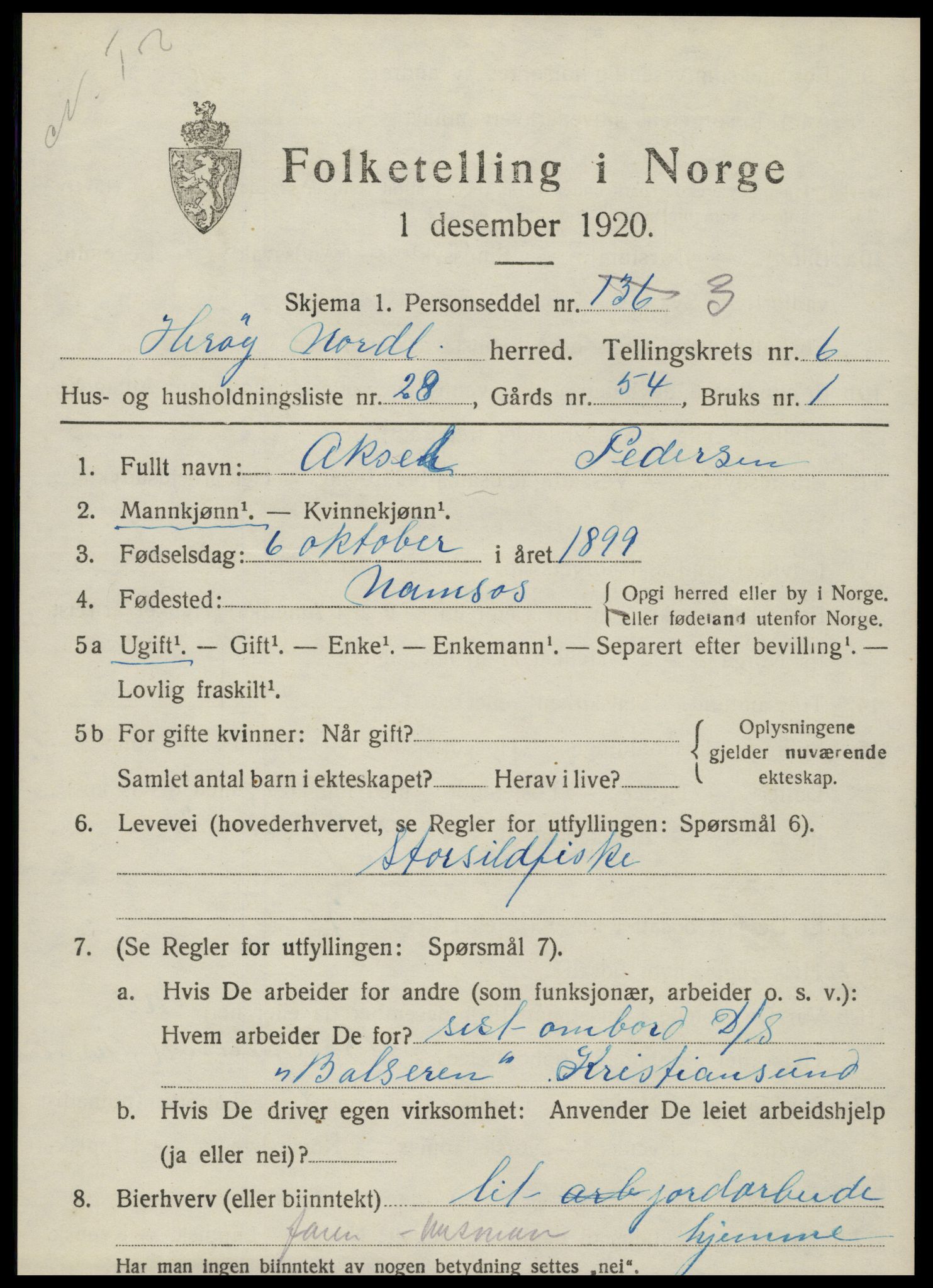 SAT, 1920 census for Herøy, 1920, p. 4402