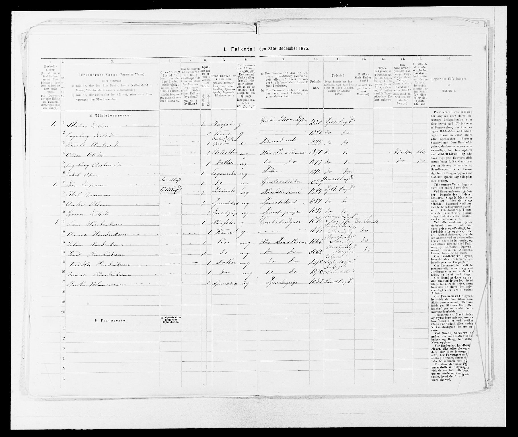 SAB, 1875 census for 1246P Fjell, 1875, p. 310