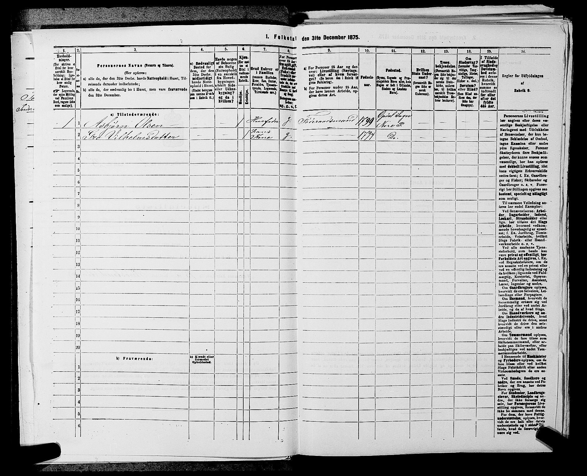 SAKO, 1875 census for 0633P Nore, 1875, p. 281