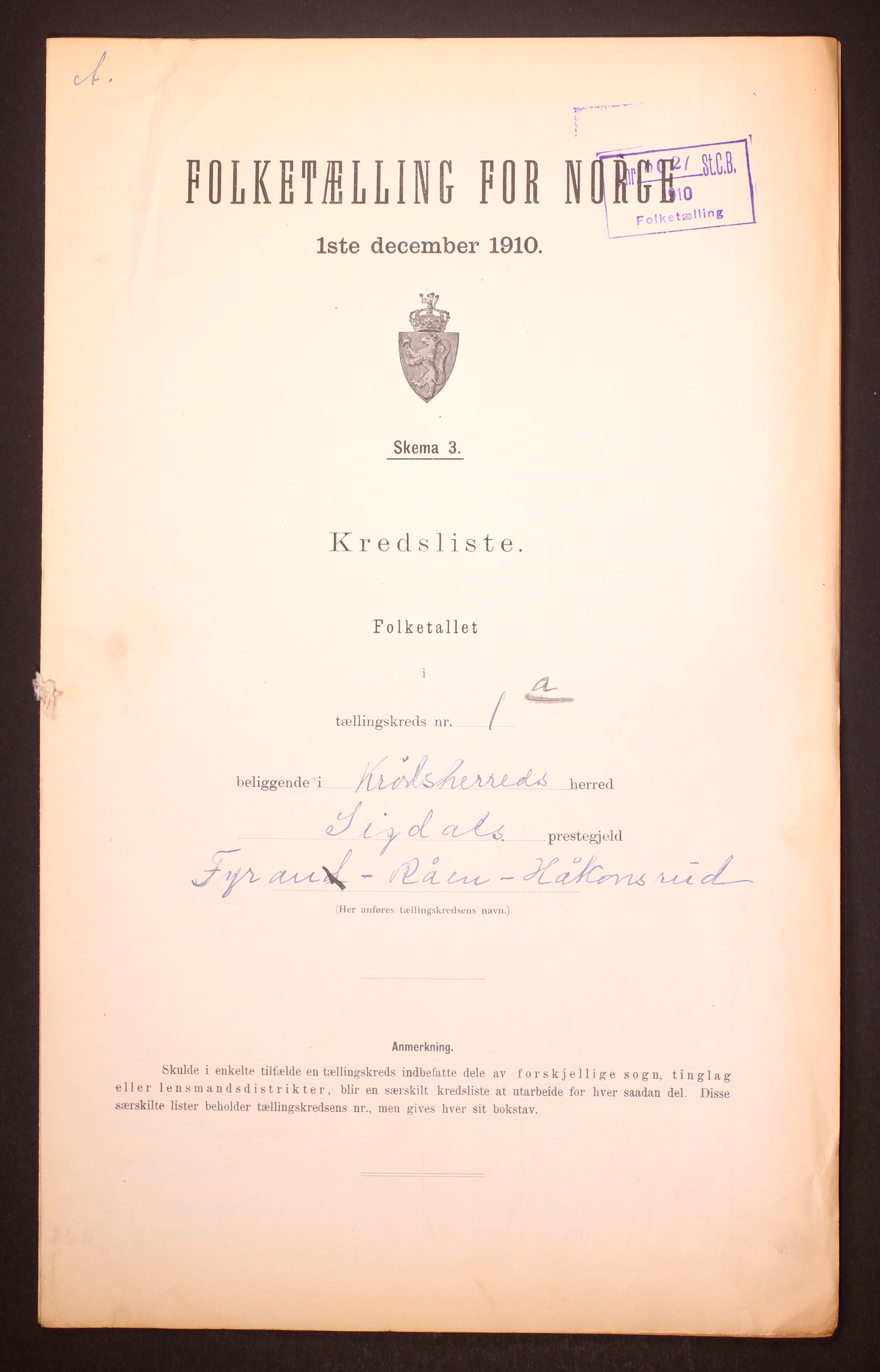 RA, 1910 census for Krødsherad, 1910, p. 4