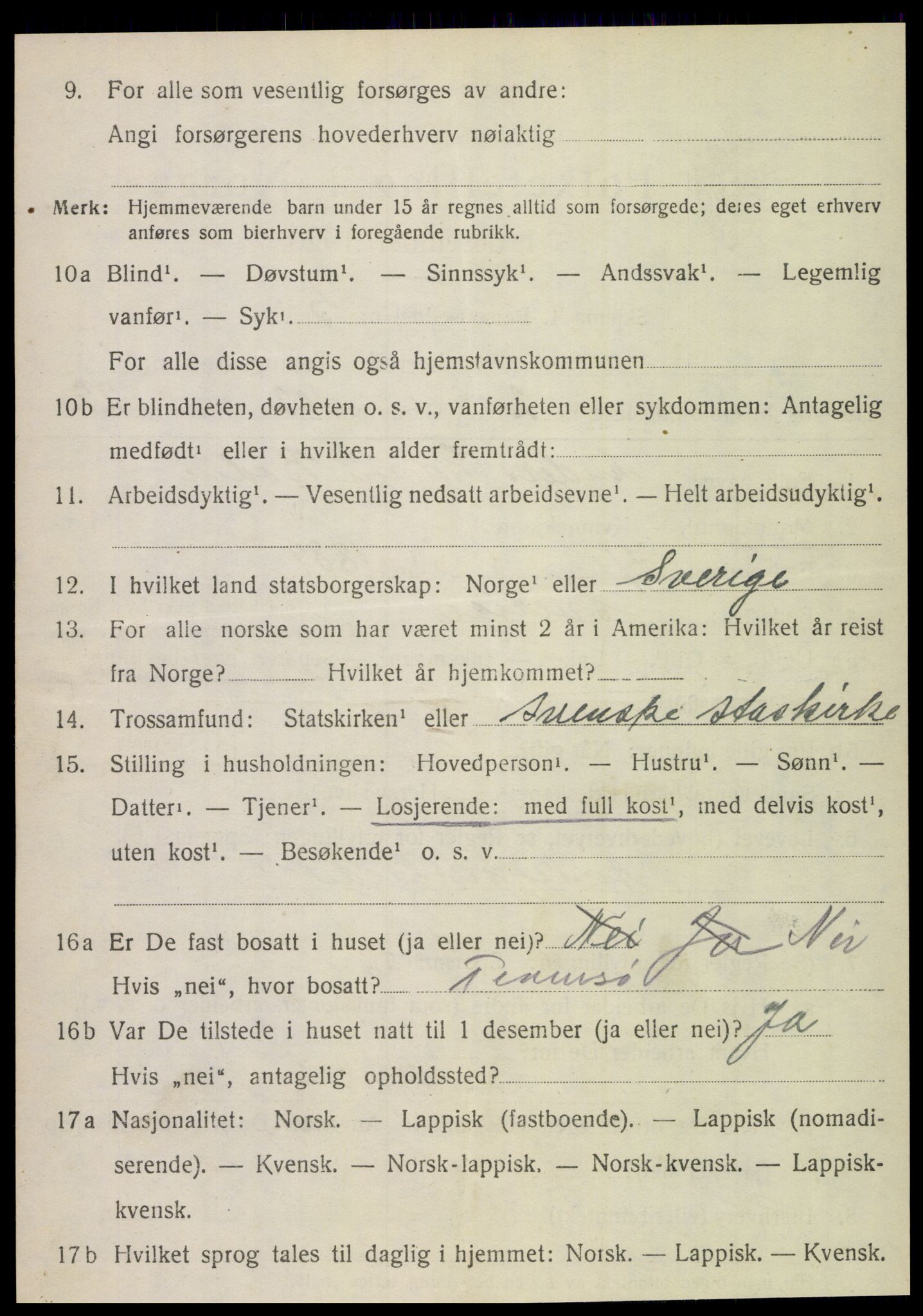 SAT, 1920 census for Fauske, 1920, p. 10465