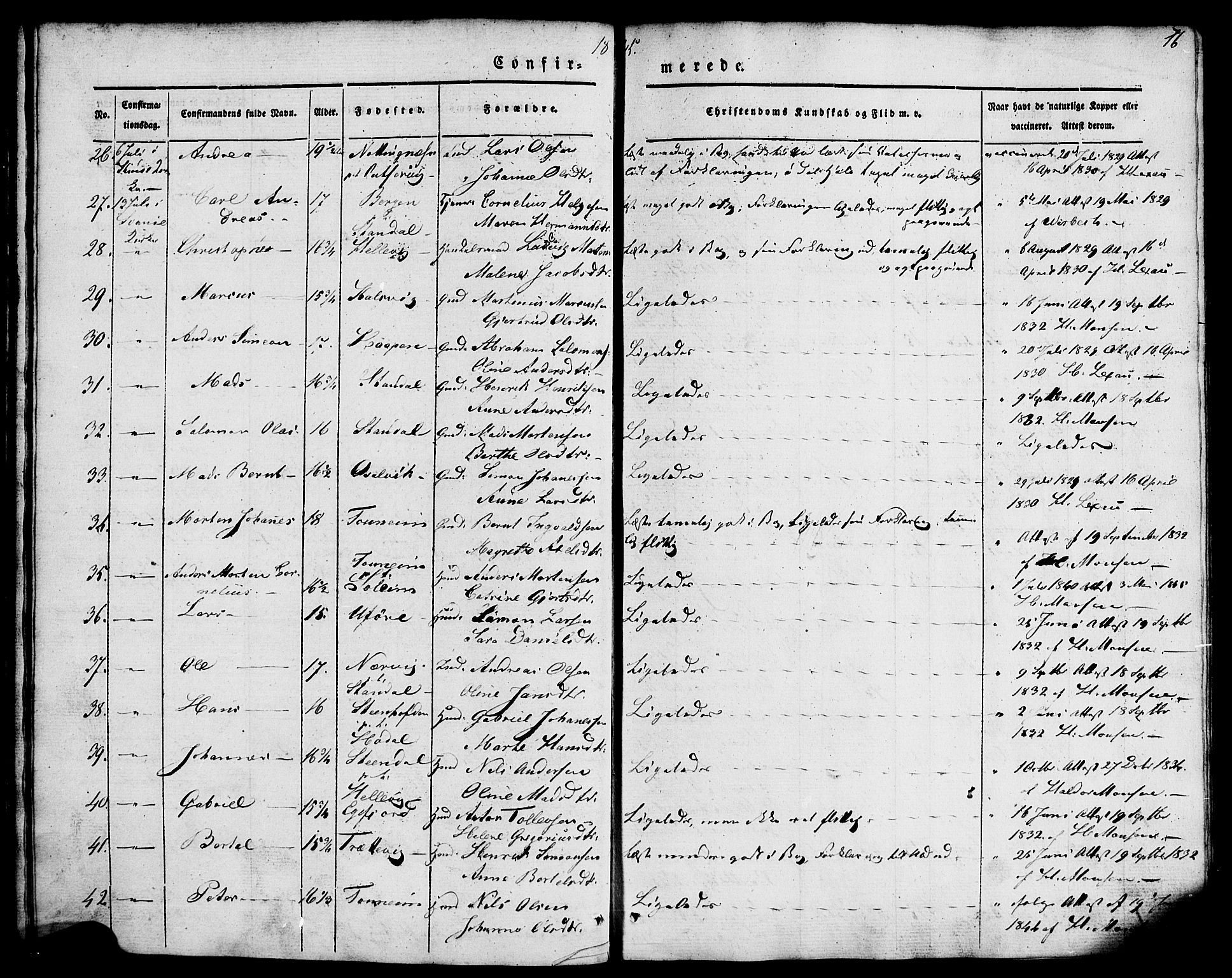 Kinn sokneprestembete, AV/SAB-A-80801/H/Haa/Haaa/L0007: Parish register (official) no. A 7, 1841-1858, p. 16