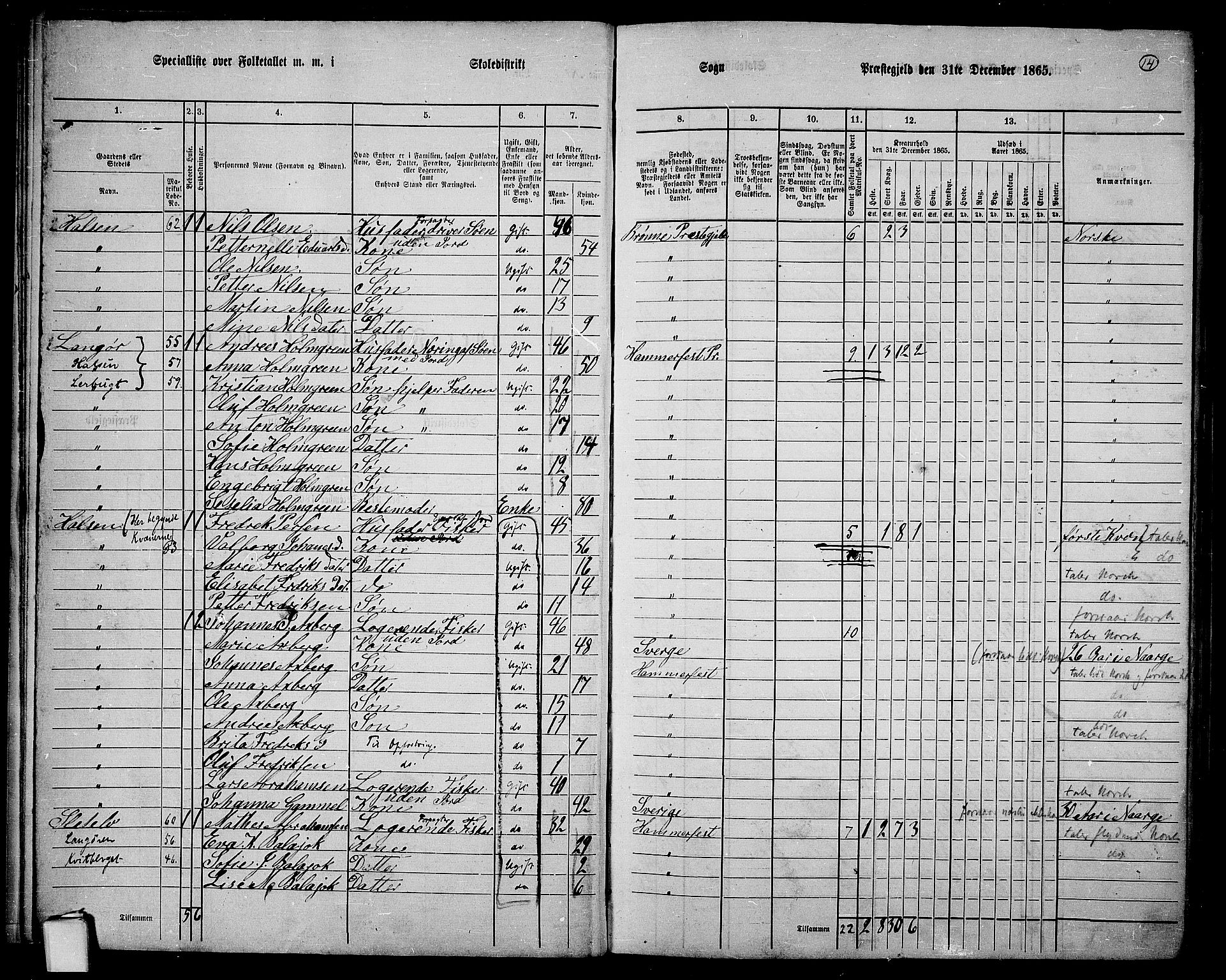 RA, 1865 census for Hammerfest/Hammerfest, 1865, p. 13
