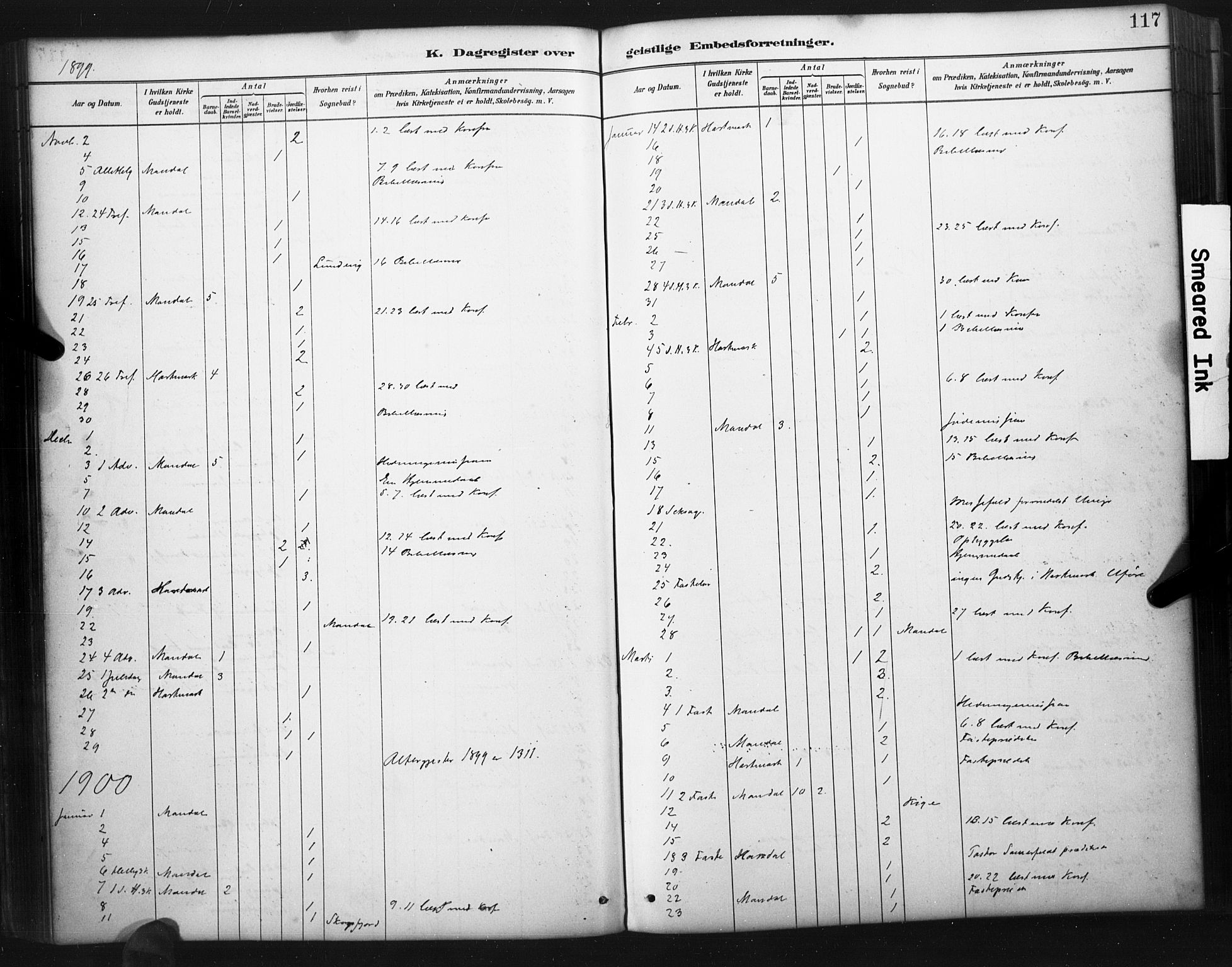 Mandal sokneprestkontor, AV/SAK-1111-0030/F/Fa/Faa/L0017: Parish register (official) no. A 17, 1880-1926, p. 117