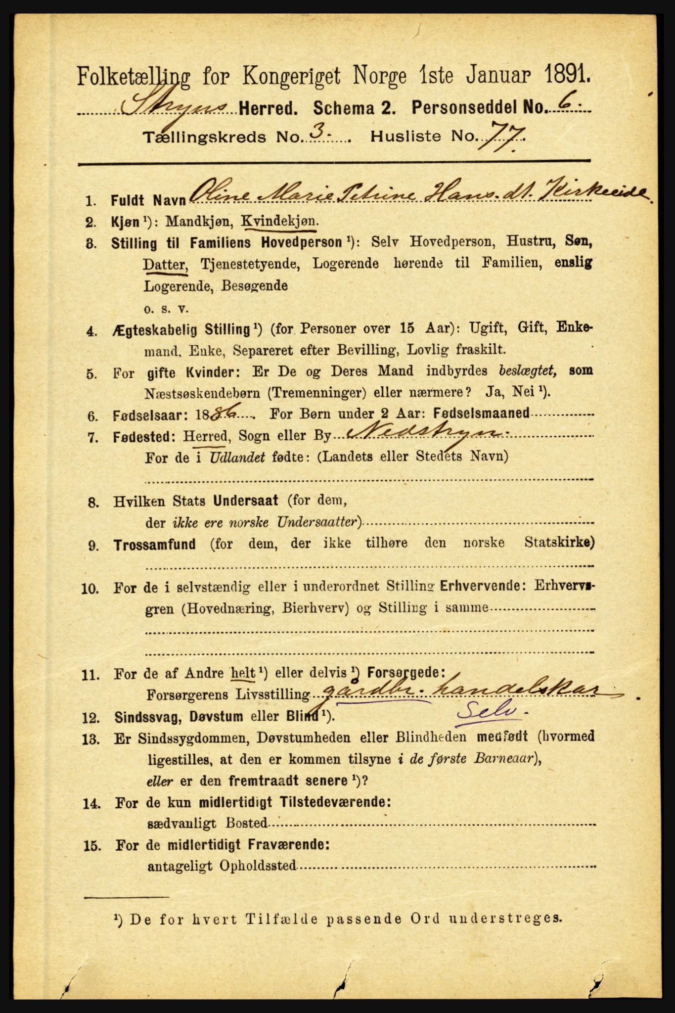 RA, 1891 census for 1448 Stryn, 1891, p. 1572