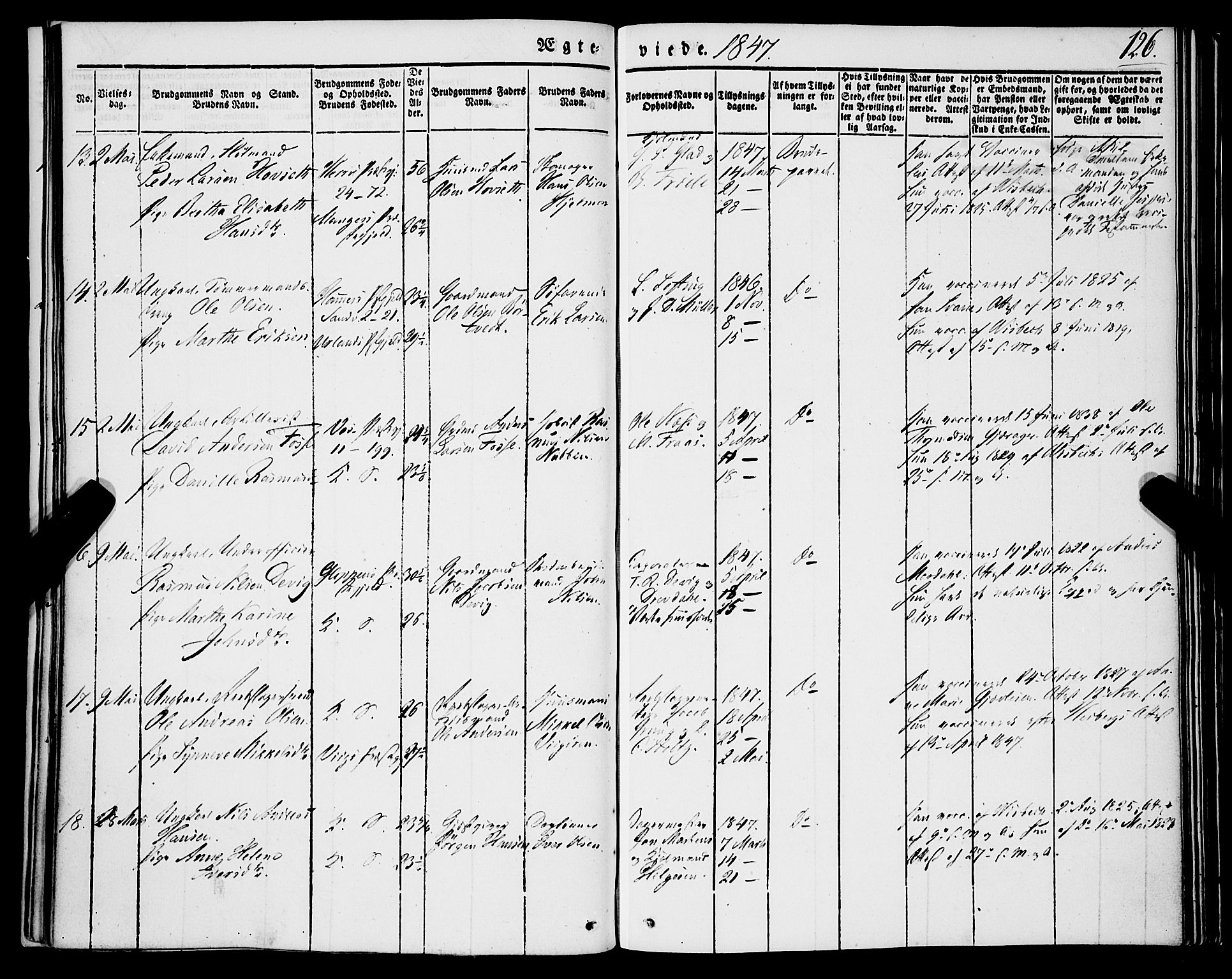 Korskirken sokneprestembete, SAB/A-76101/H/Haa/L0034: Parish register (official) no. D 1, 1832-1852, p. 126
