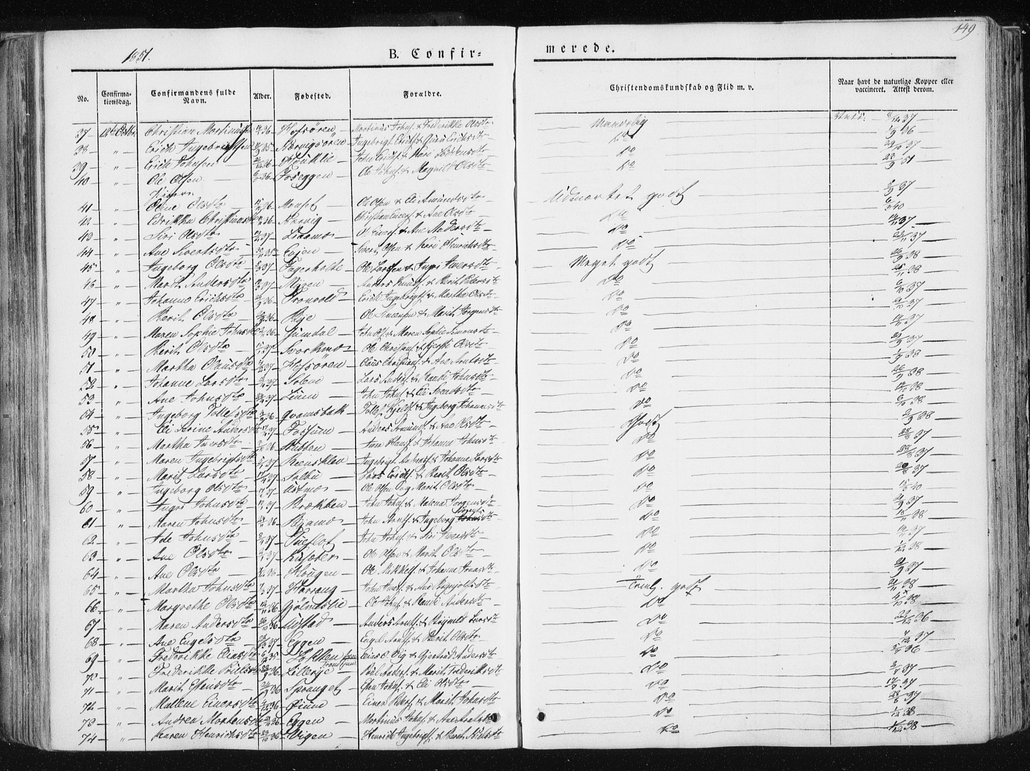 Ministerialprotokoller, klokkerbøker og fødselsregistre - Sør-Trøndelag, AV/SAT-A-1456/668/L0805: Parish register (official) no. 668A05, 1840-1853, p. 149