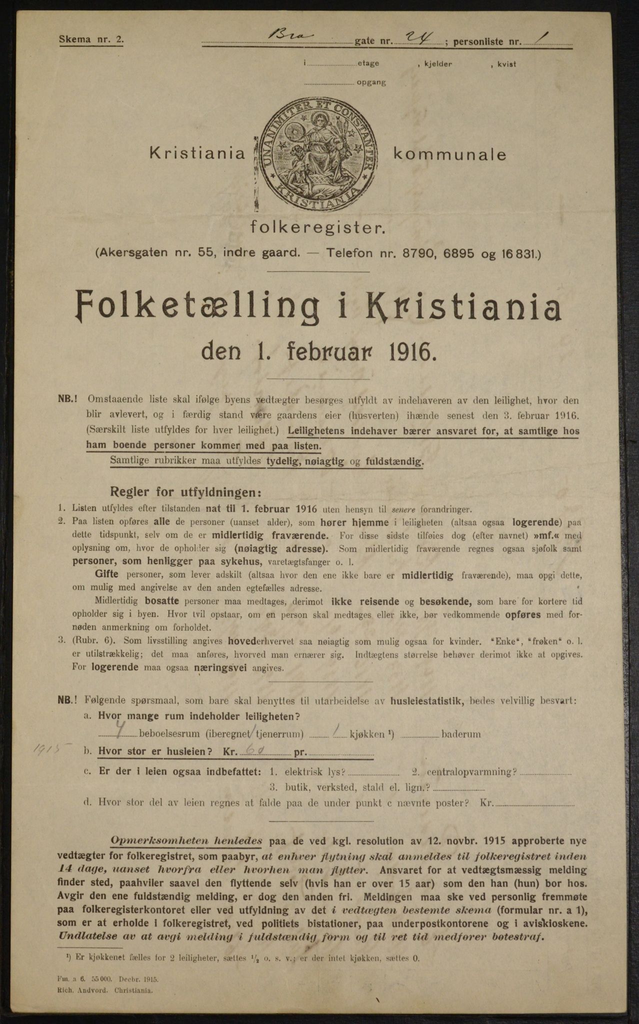 OBA, Municipal Census 1916 for Kristiania, 1916, p. 10112