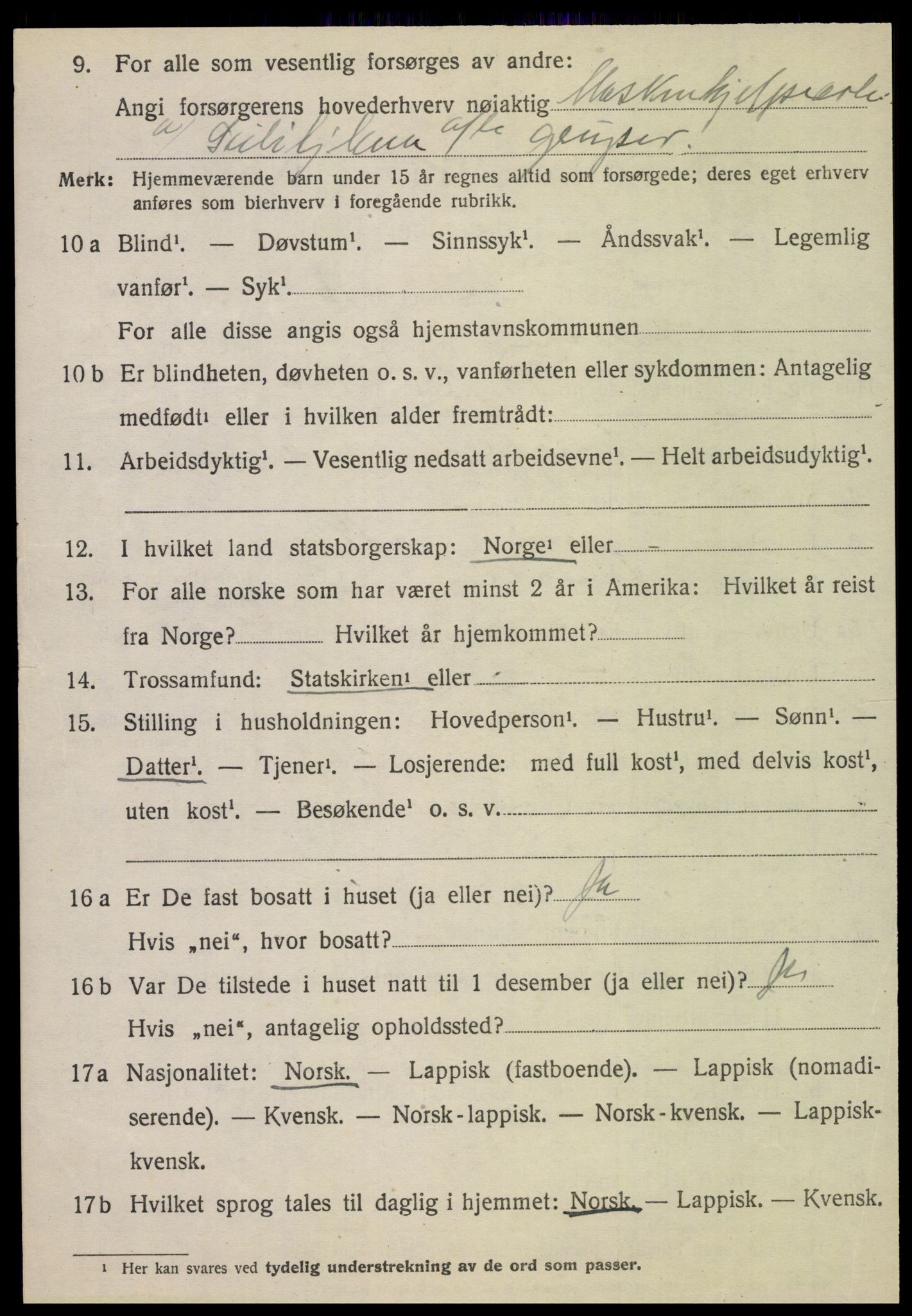 SAT, 1920 census for Fauske, 1920, p. 9337