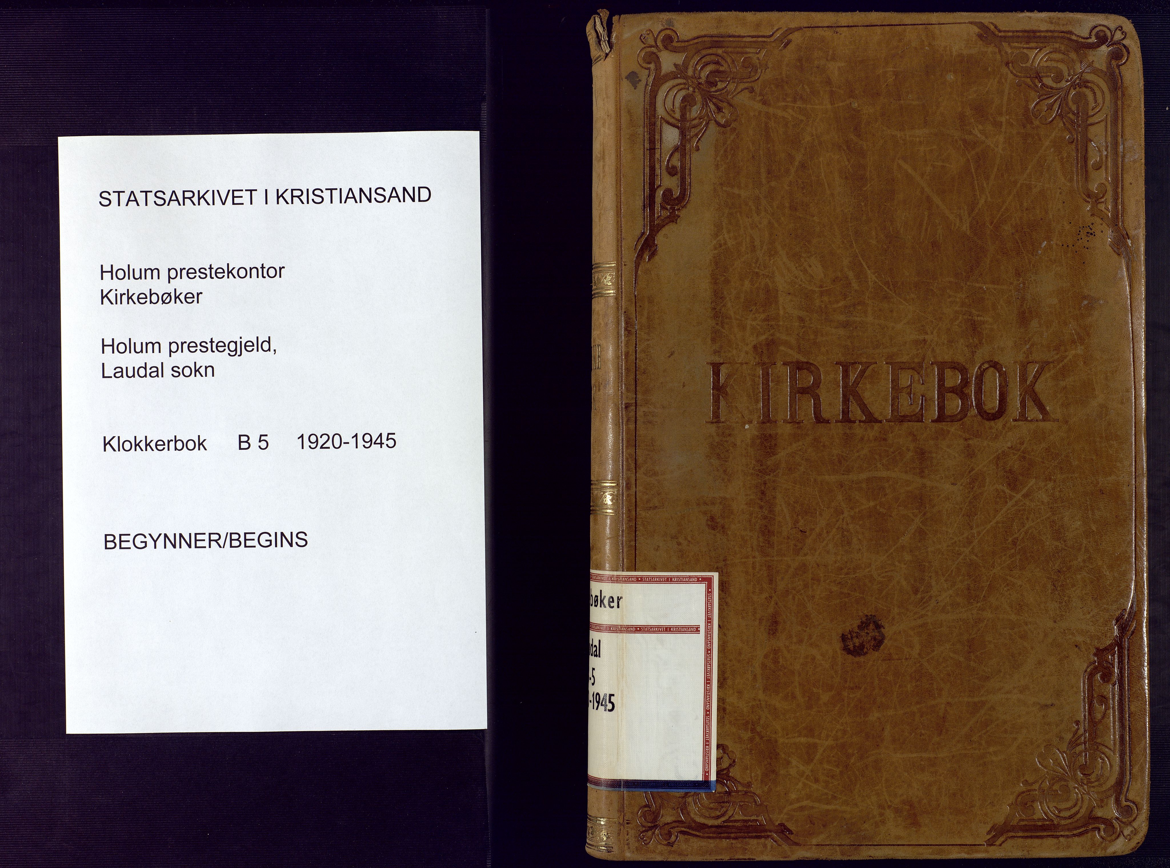 Holum sokneprestkontor, AV/SAK-1111-0022/F/Fb/Fbb/L0005: Parish register (copy) no. B 5, 1920-1945