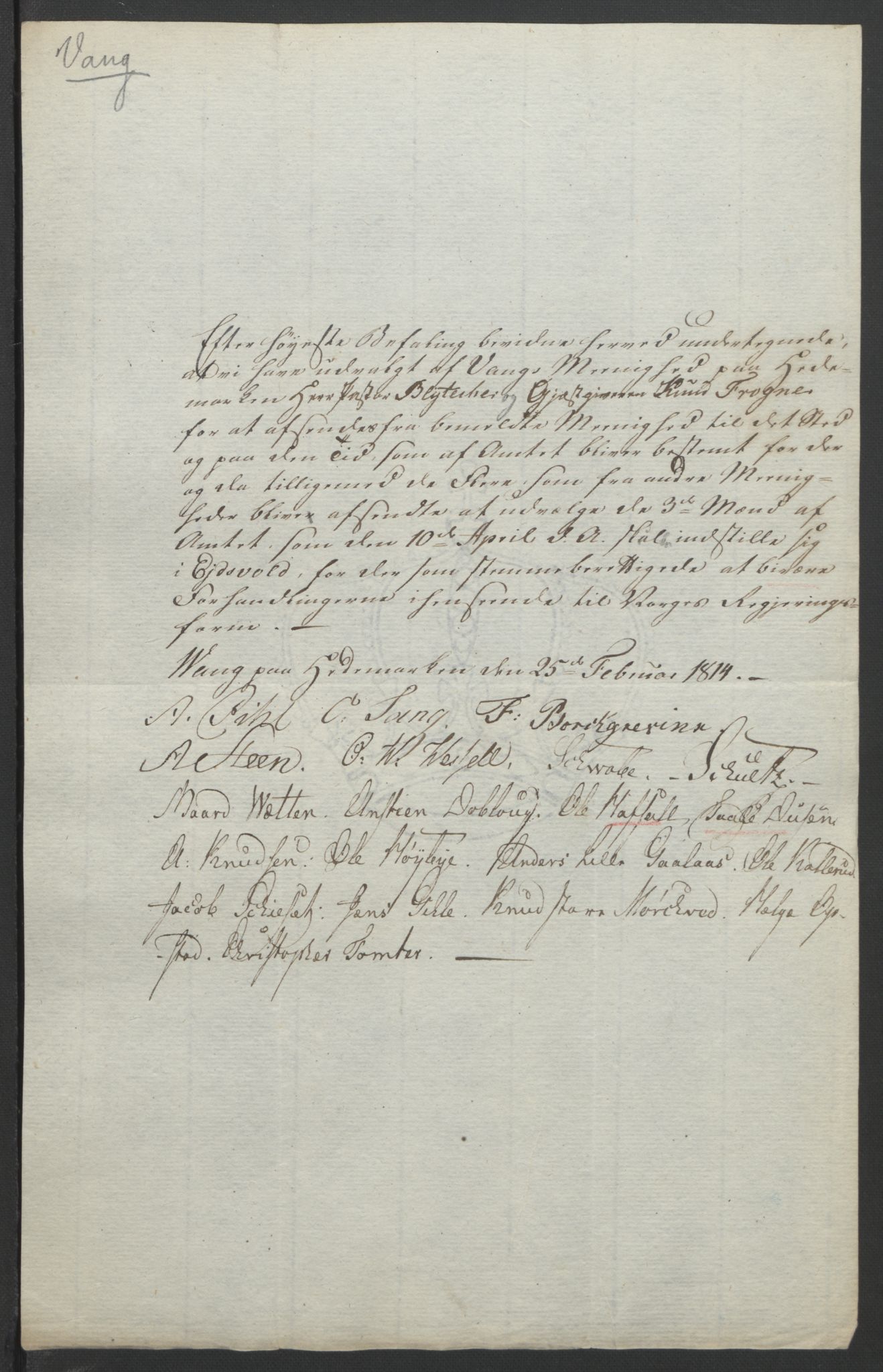 Statsrådssekretariatet, AV/RA-S-1001/D/Db/L0007: Fullmakter for Eidsvollsrepresentantene i 1814. , 1814, p. 246