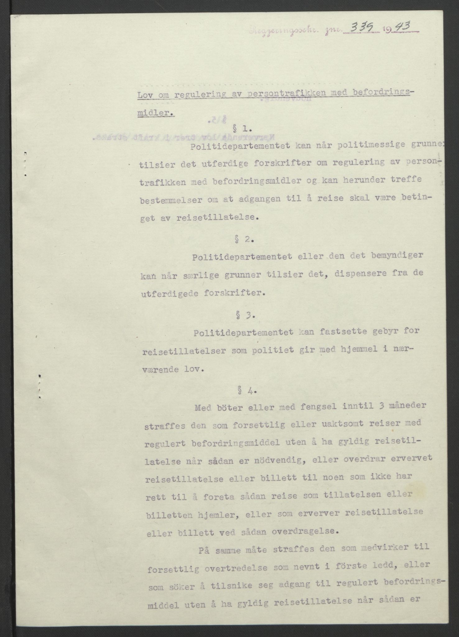 NS-administrasjonen 1940-1945 (Statsrådsekretariatet, de kommisariske statsråder mm), RA/S-4279/D/Db/L0099: Lover, 1943, p. 654