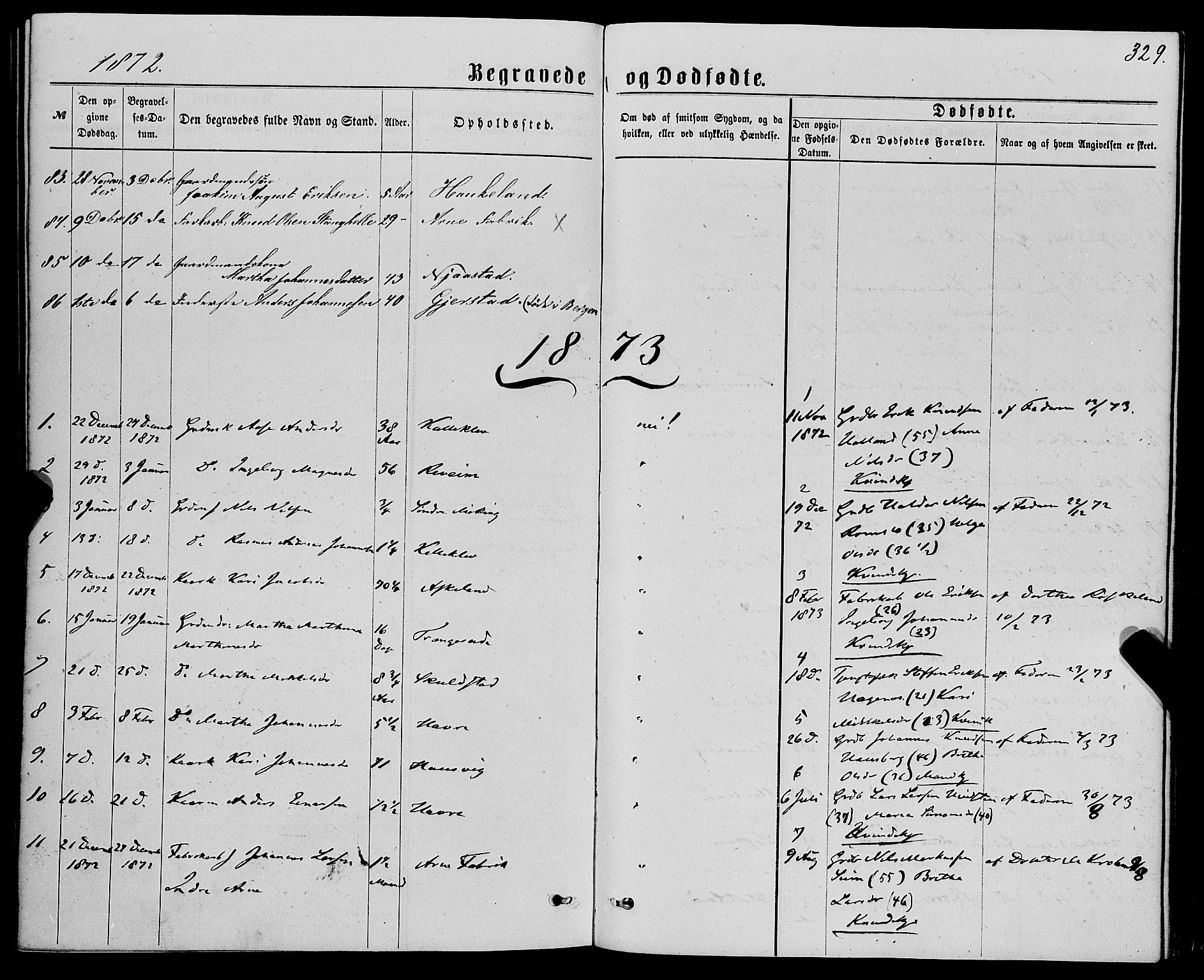 Haus sokneprestembete, SAB/A-75601/H/Haa: Parish register (official) no. A 18, 1871-1877, p. 329