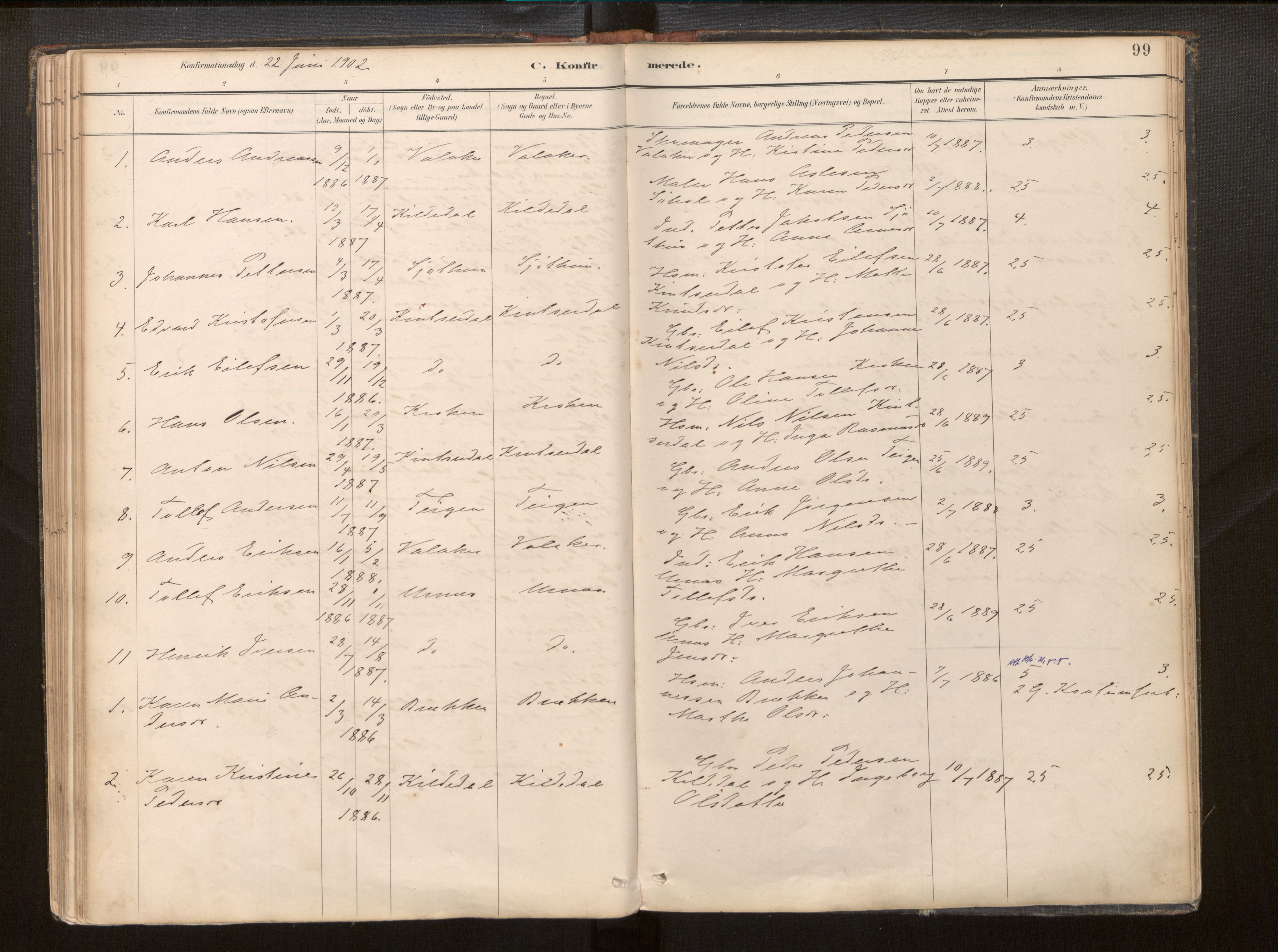 Hafslo sokneprestembete, AV/SAB-A-80301/H/Haa/Haac/L0001: Parish register (official) no. C 1, 1886-1944, p. 99