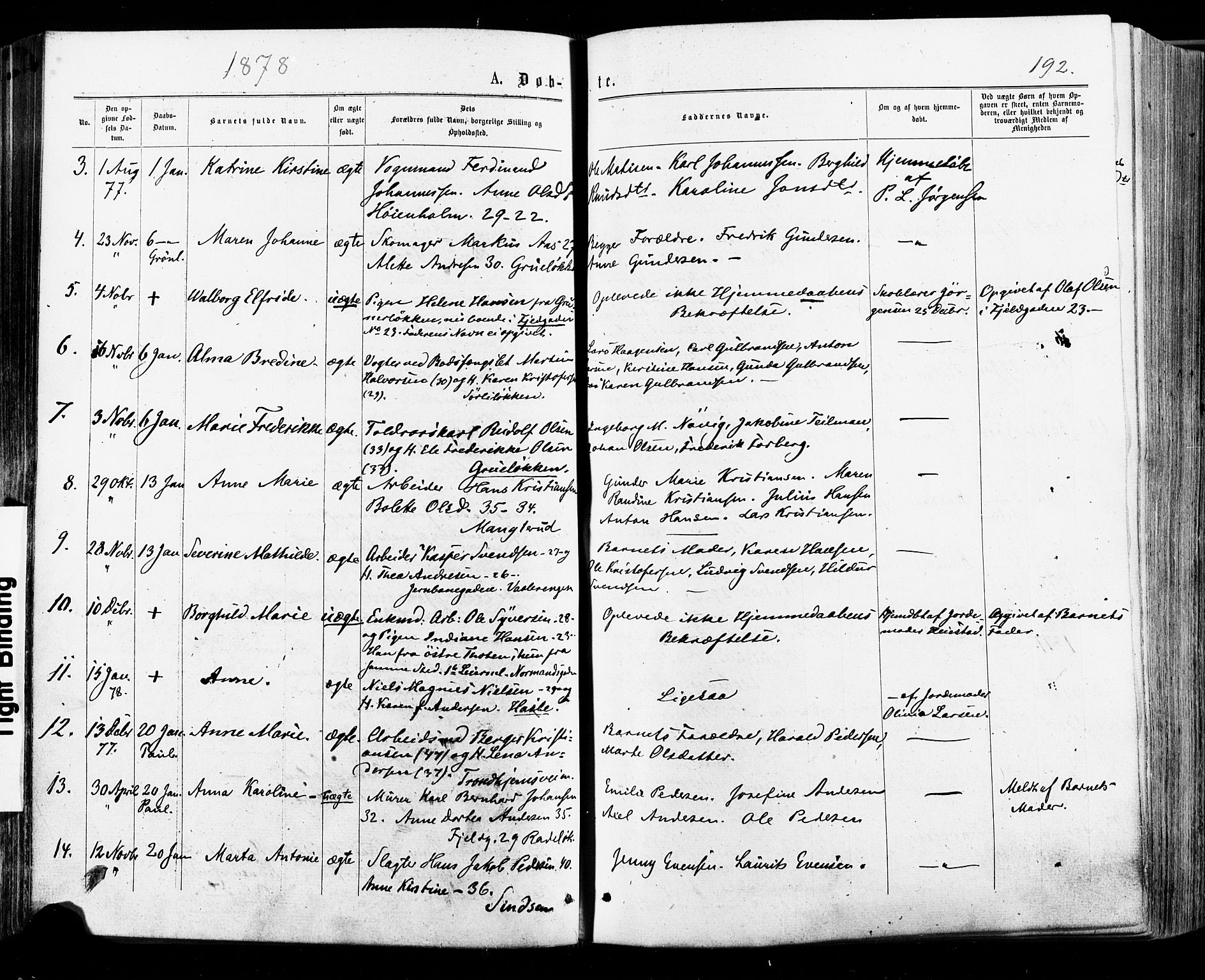 Østre Aker prestekontor Kirkebøker, SAO/A-10840/F/Fa/L0004: Parish register (official) no. I 4, 1876-1889, p. 192
